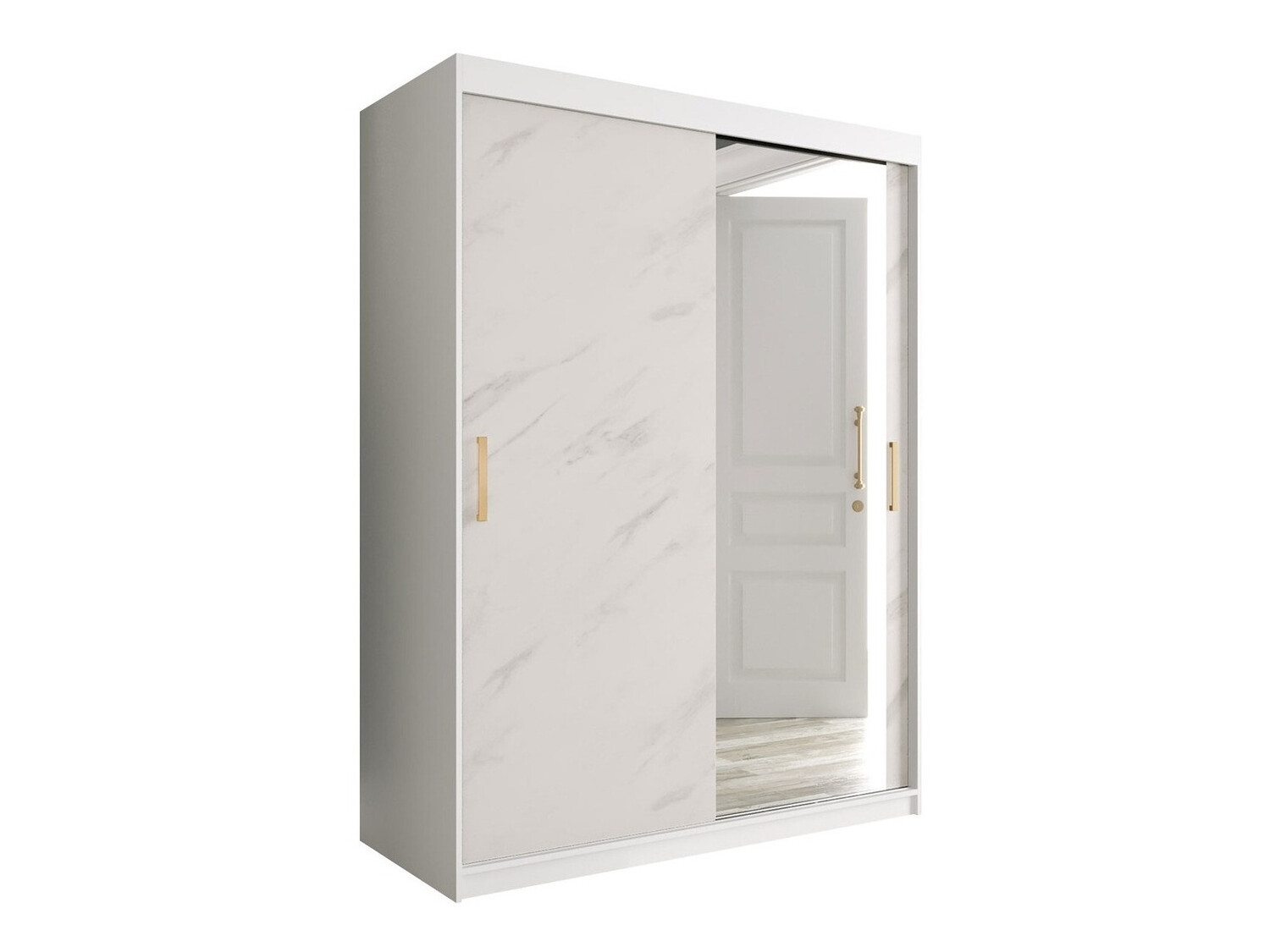 Шкаф Hartford 260 (Матовый белый + Белый мрамор)