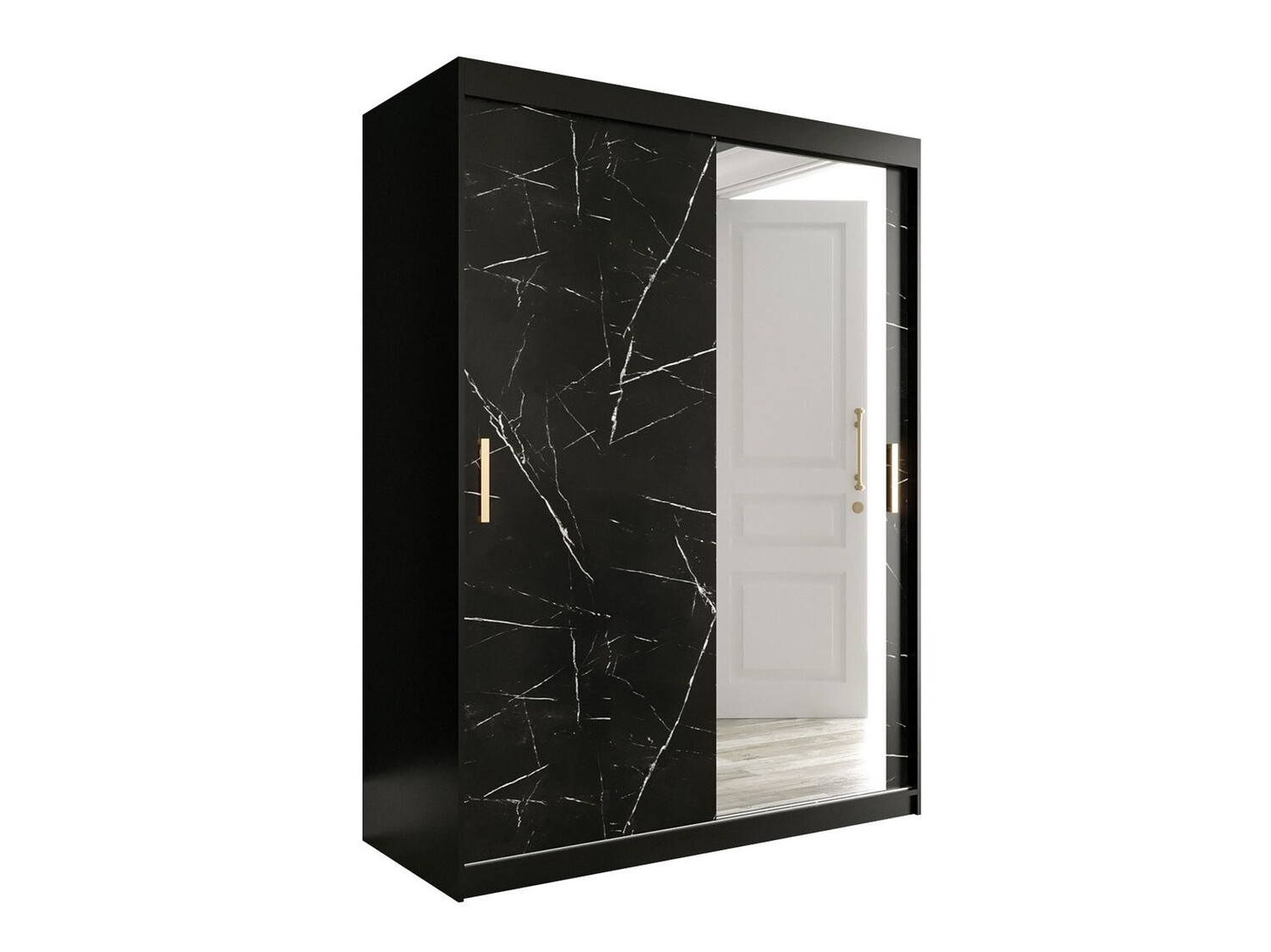 Шкаф Hartford 260 (Матовый черный + Черный мрамор)