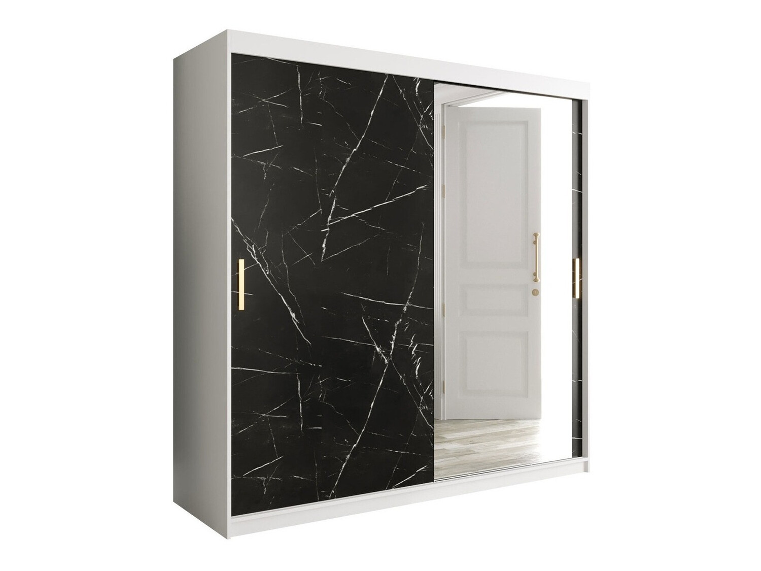 Шкаф Hartford 262 (Матовый белый + Черный мрамор)