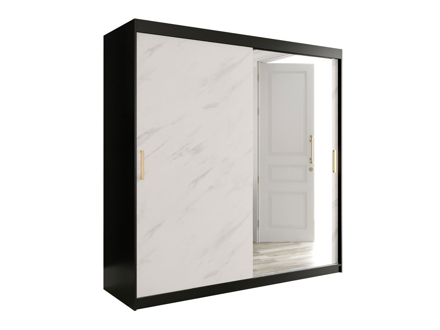 Шкаф Hartford 262 (Матовый черный + Белый мрамор)