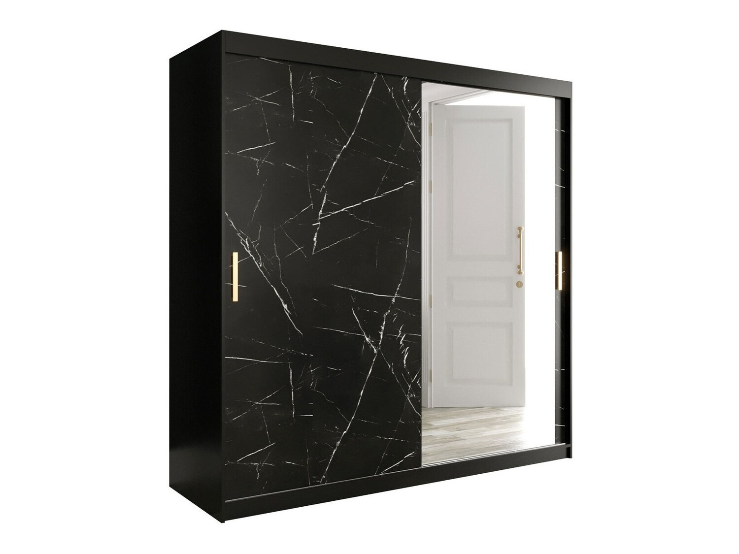 Шкаф Hartford 262 (Матовый черный + Черный мрамор)