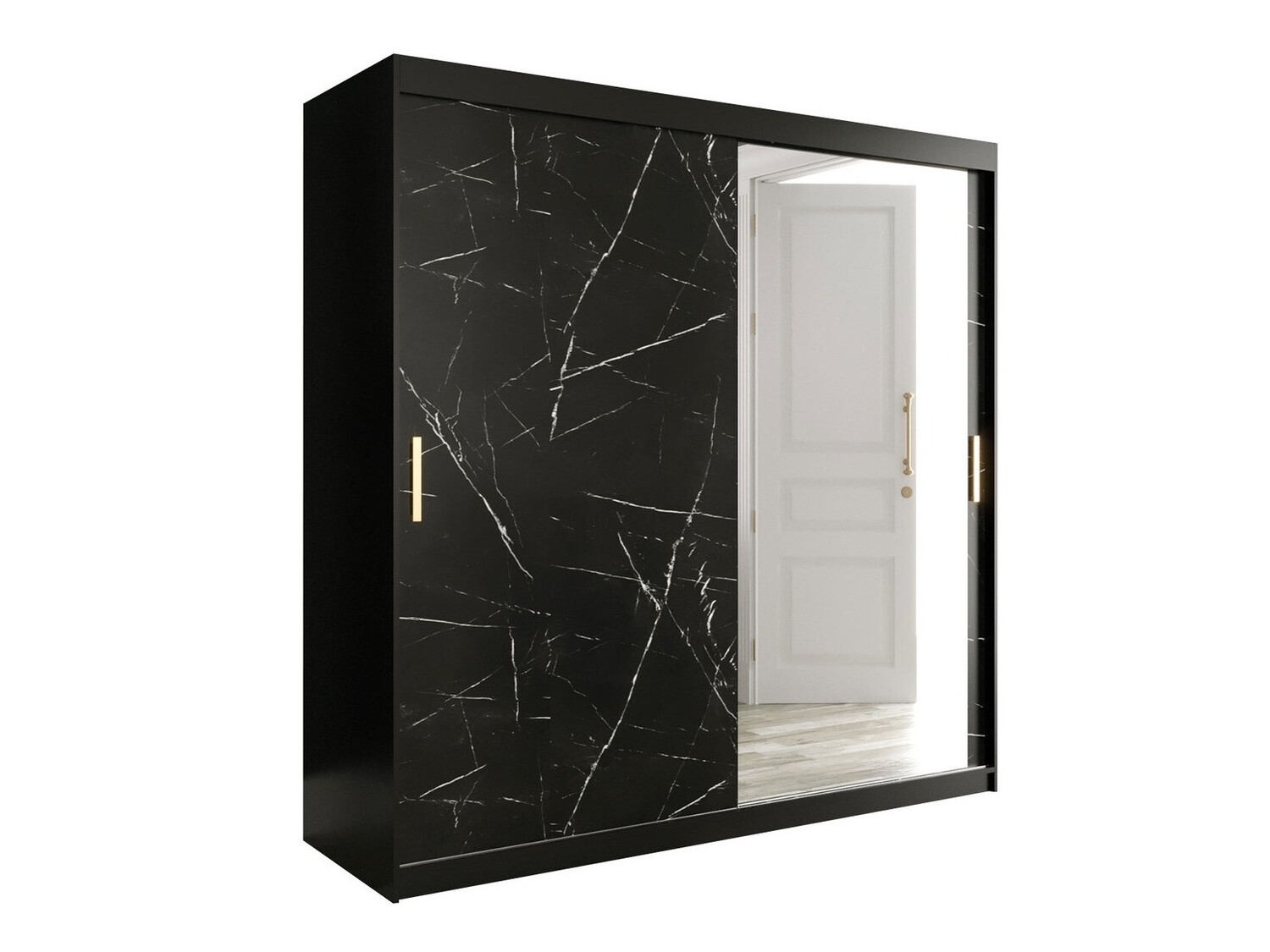 Шкаф Hartford 262 (Матовый черный + Черный мрамор)