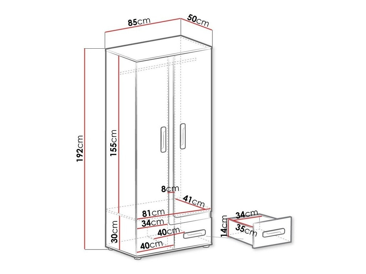Skapis Aviseve 106 (Antracīts + Balts)