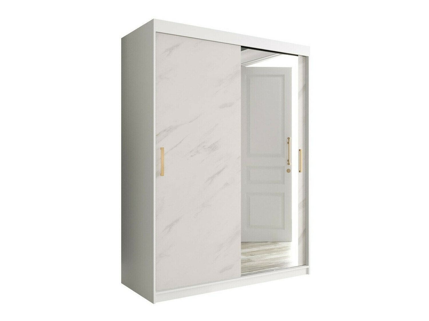 Skapis Hartford 260 (Matēts balts + Balts marmors)