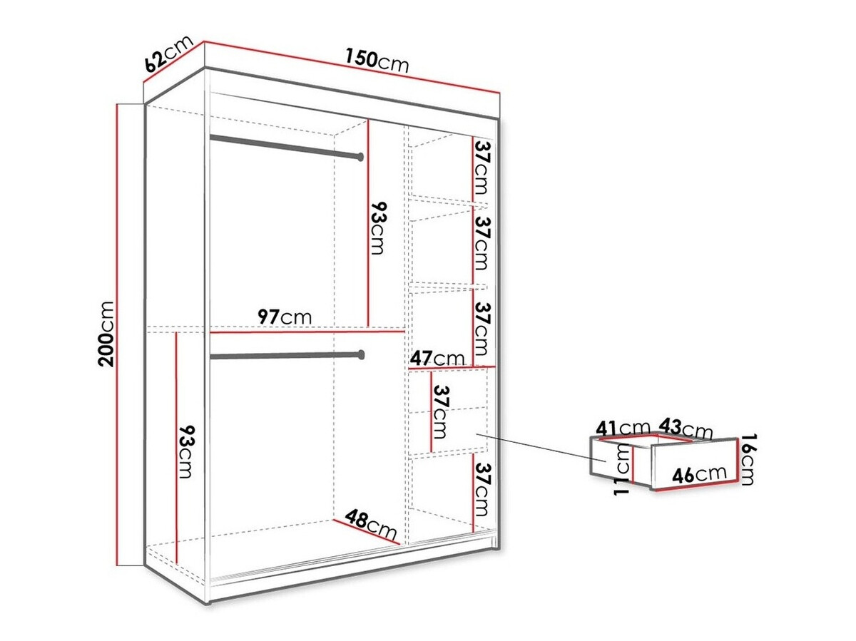 Skapis Hartford 260 (Matēts melns + Balts marmors)