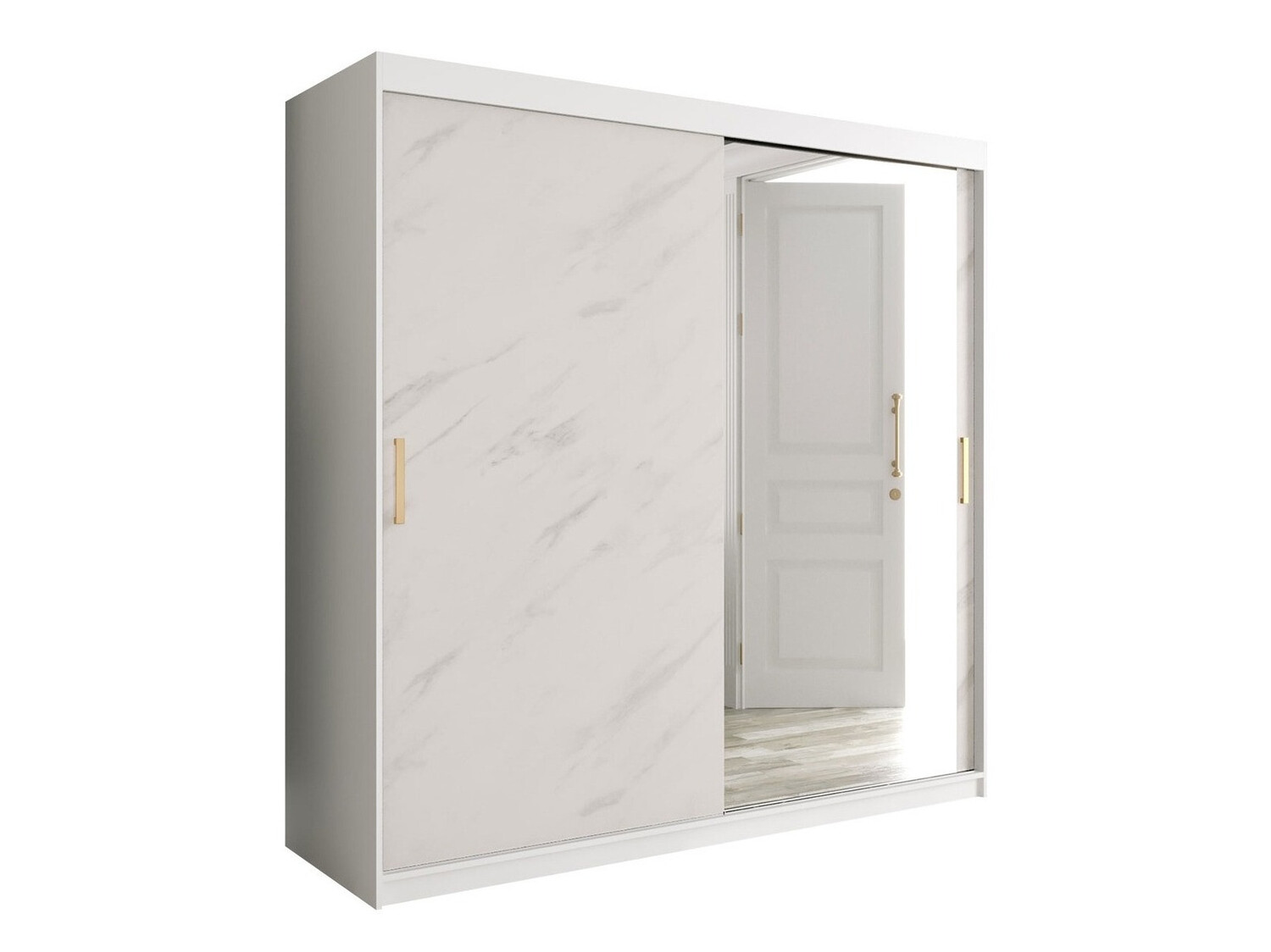 Skapis Hartford 262 (Matēts balts + Balts marmors)