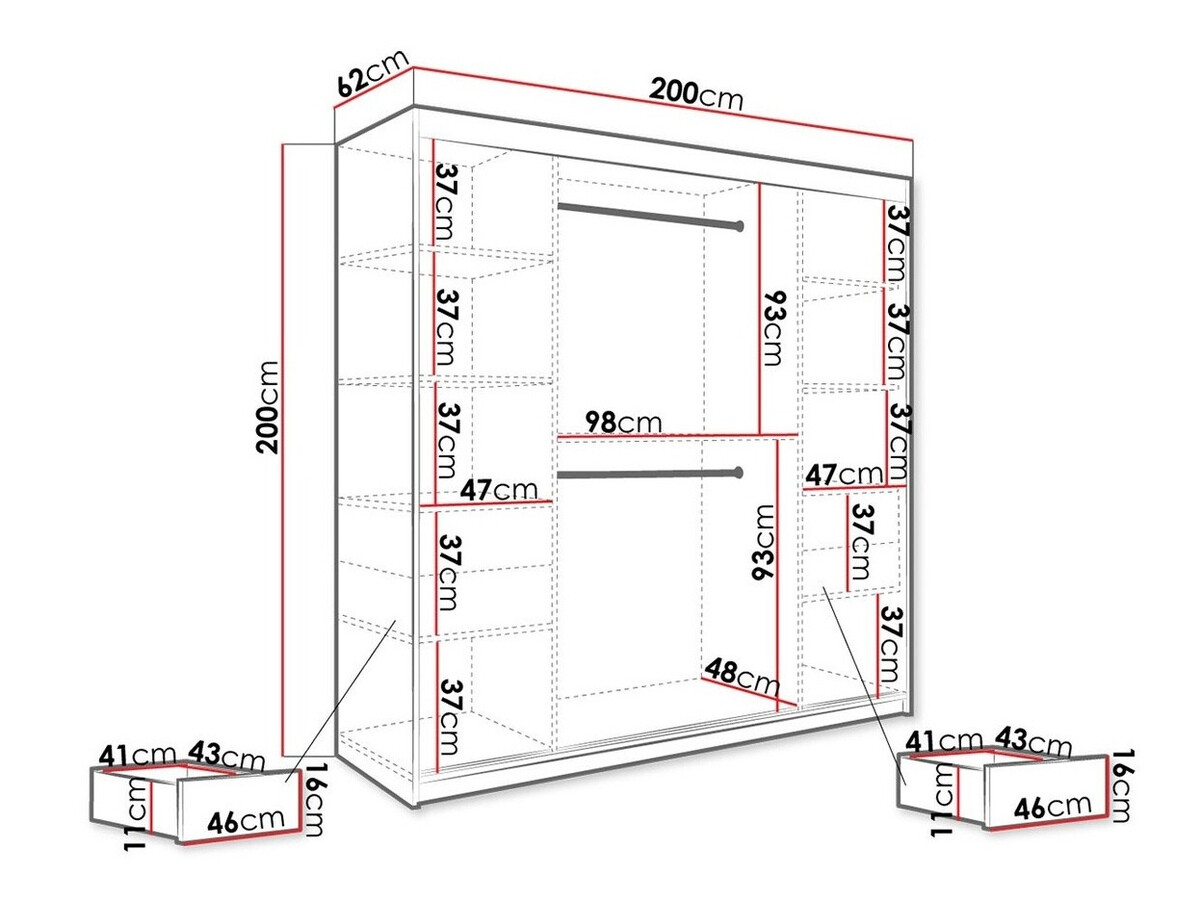 Skapis Hartford 262 (Matēts melns + Balts marmors)