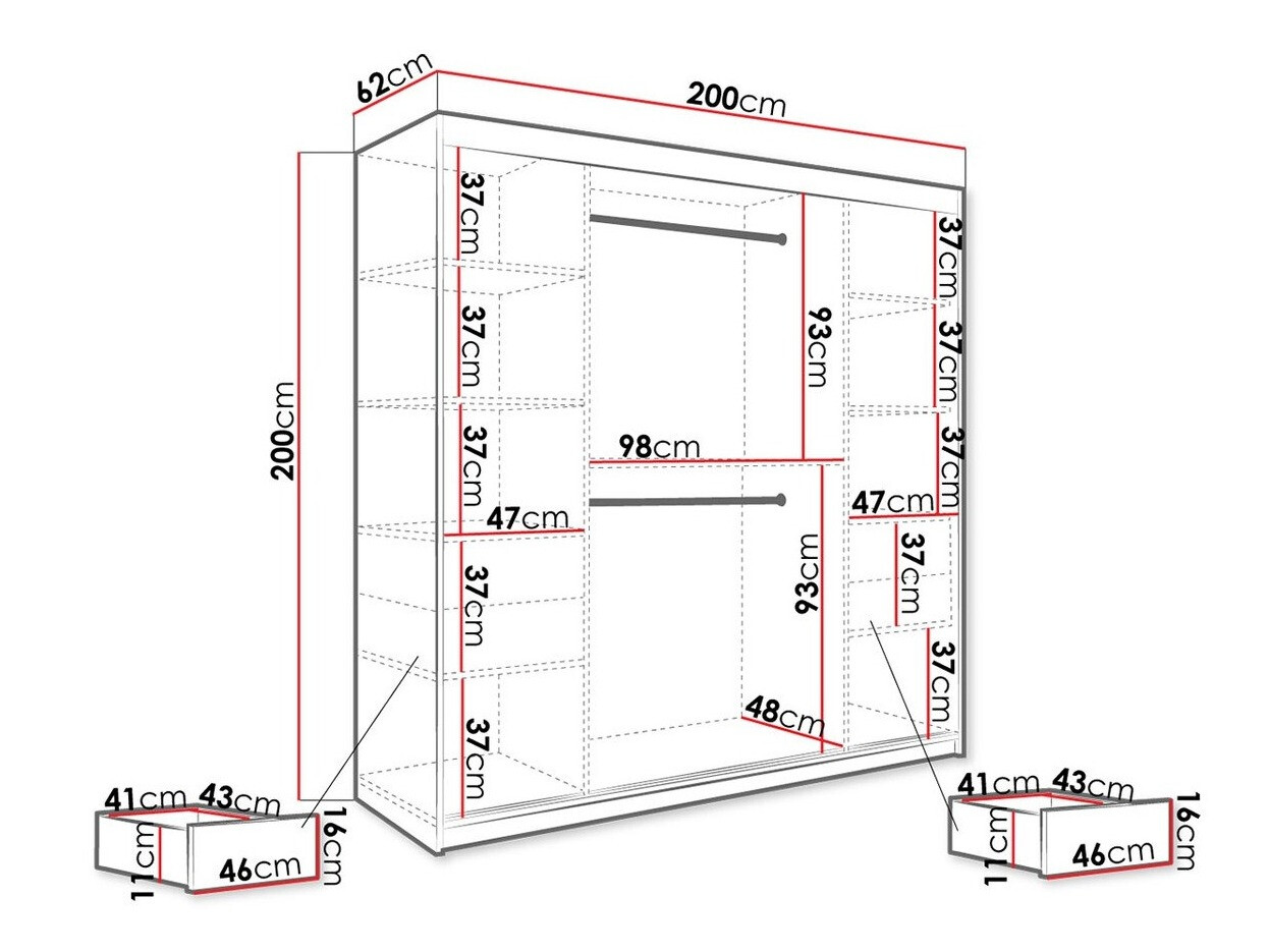 Skapis Hartford 262 (Matēts melns + Melnais marmors)