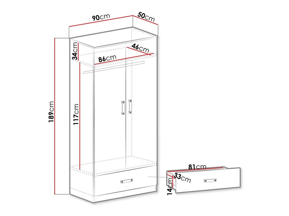 Skapis Sorviru 103 (Balts + Tumši rozā)