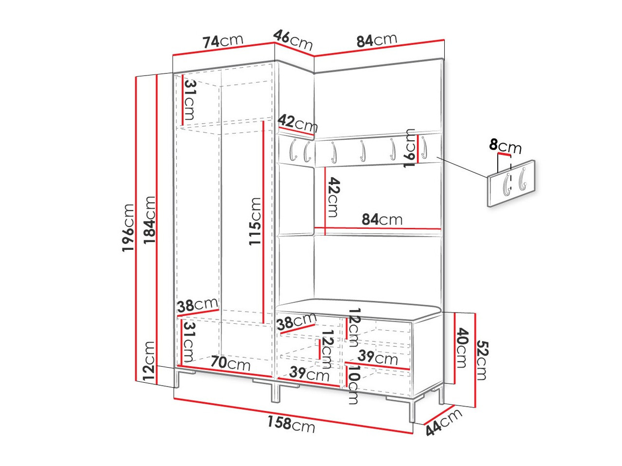Priekšnama komplekts Tivsoa 100 (Melns)