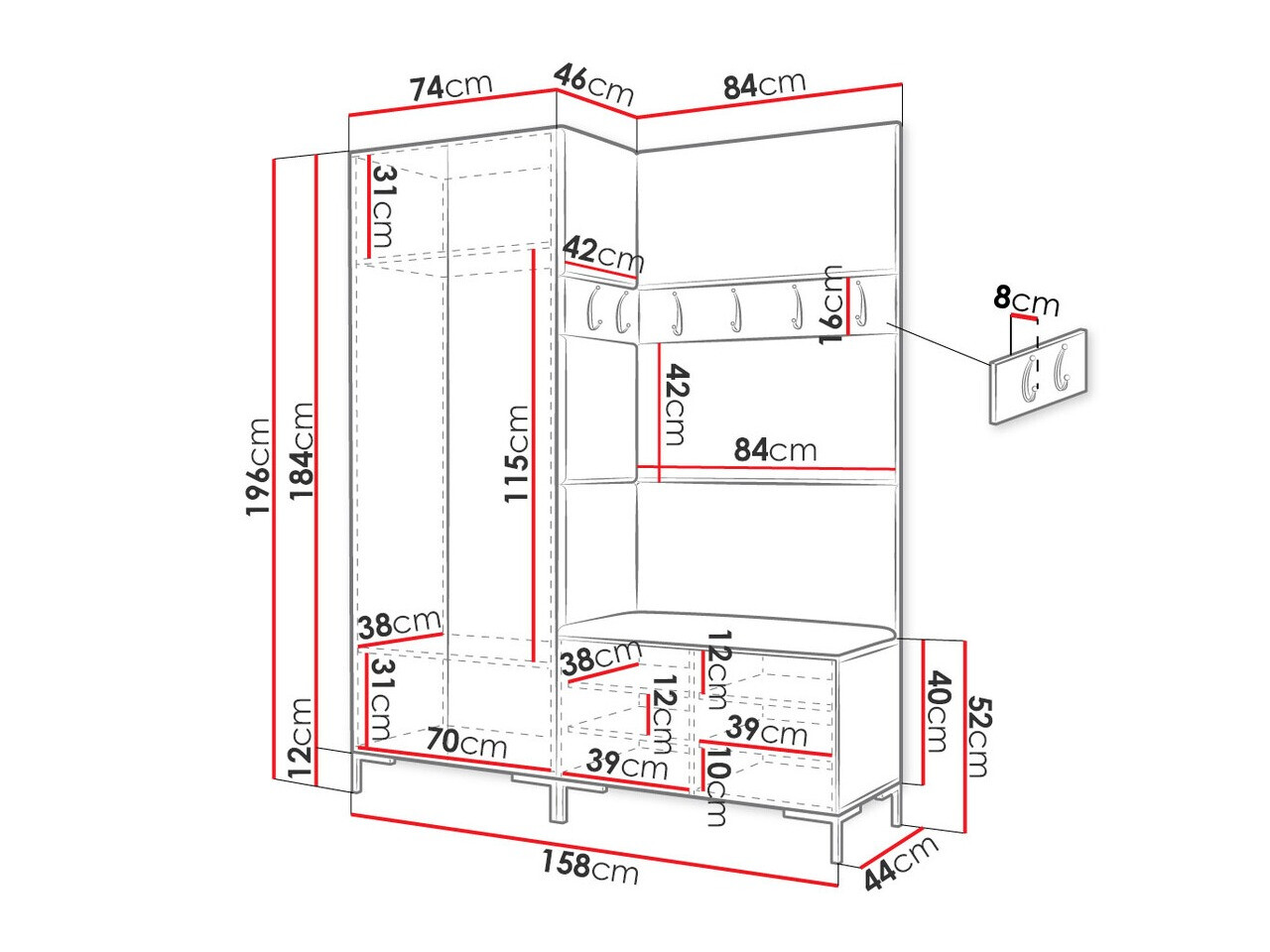 Priekšnama komplekts Tivsoa 100 (Melns)