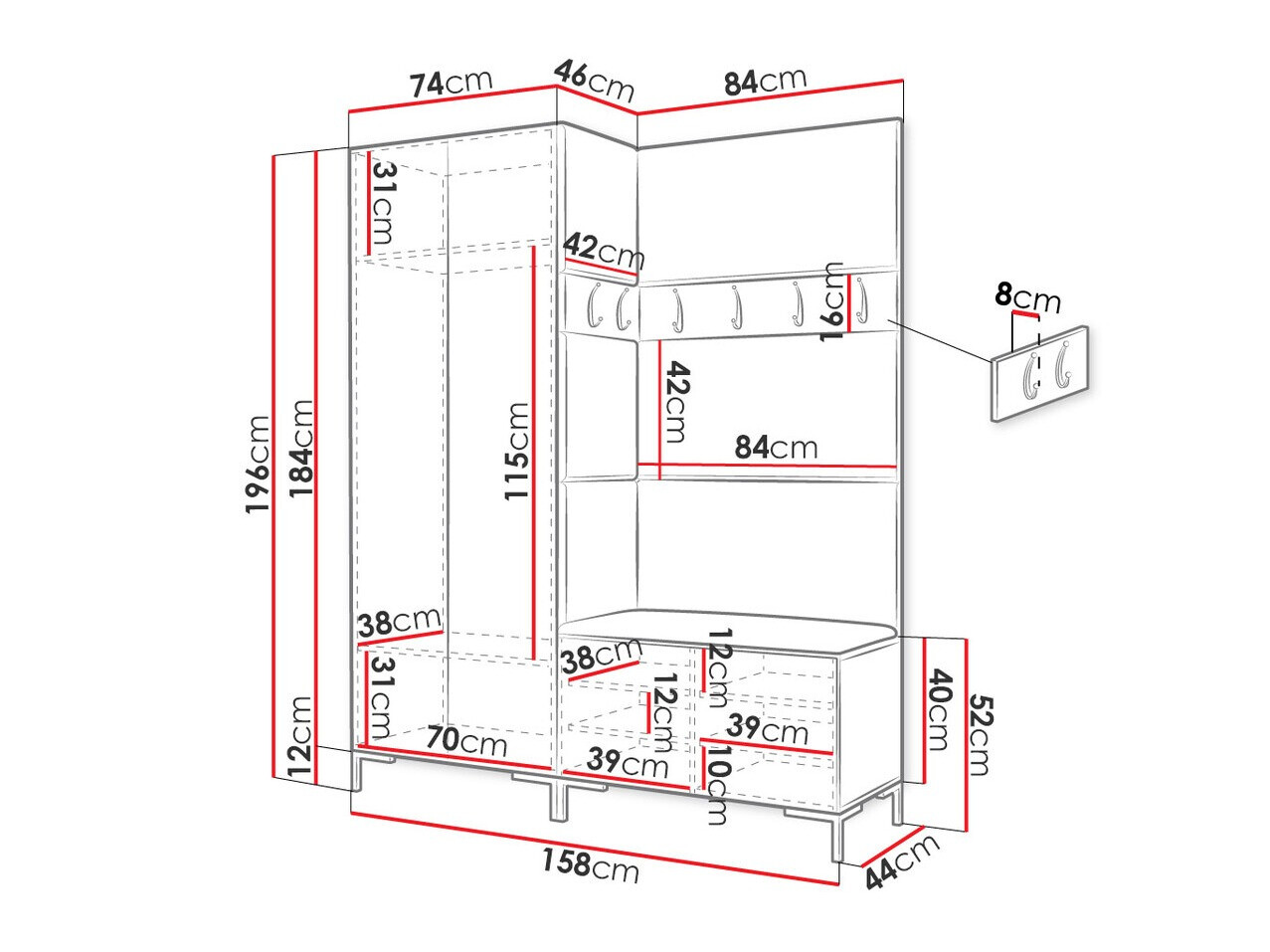 Priekšnama komplekts Tivsoa 100 (Melns)