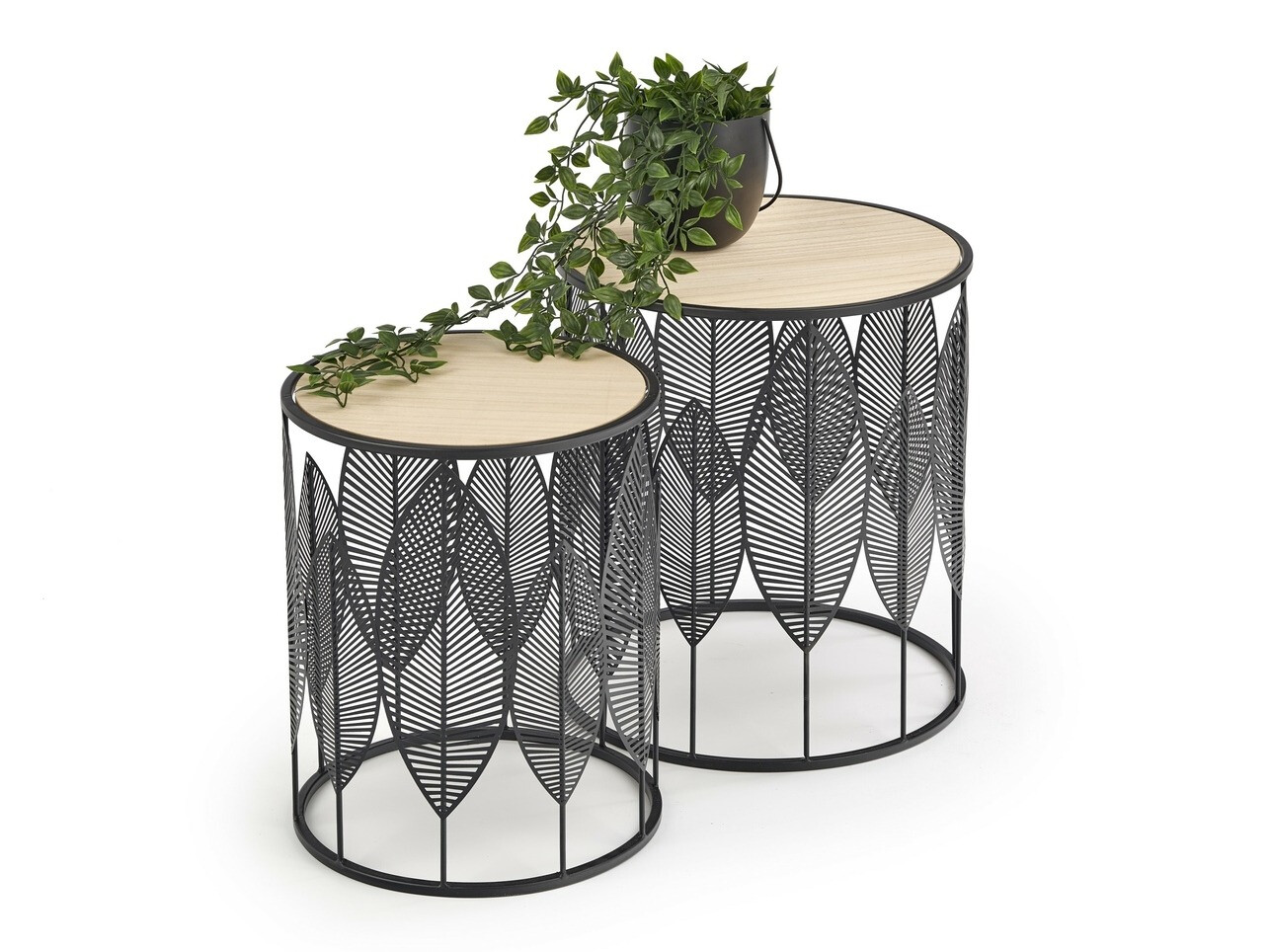 Kafijas galdiņu komplekts Houston 974 (Melns + Gaišs koks)