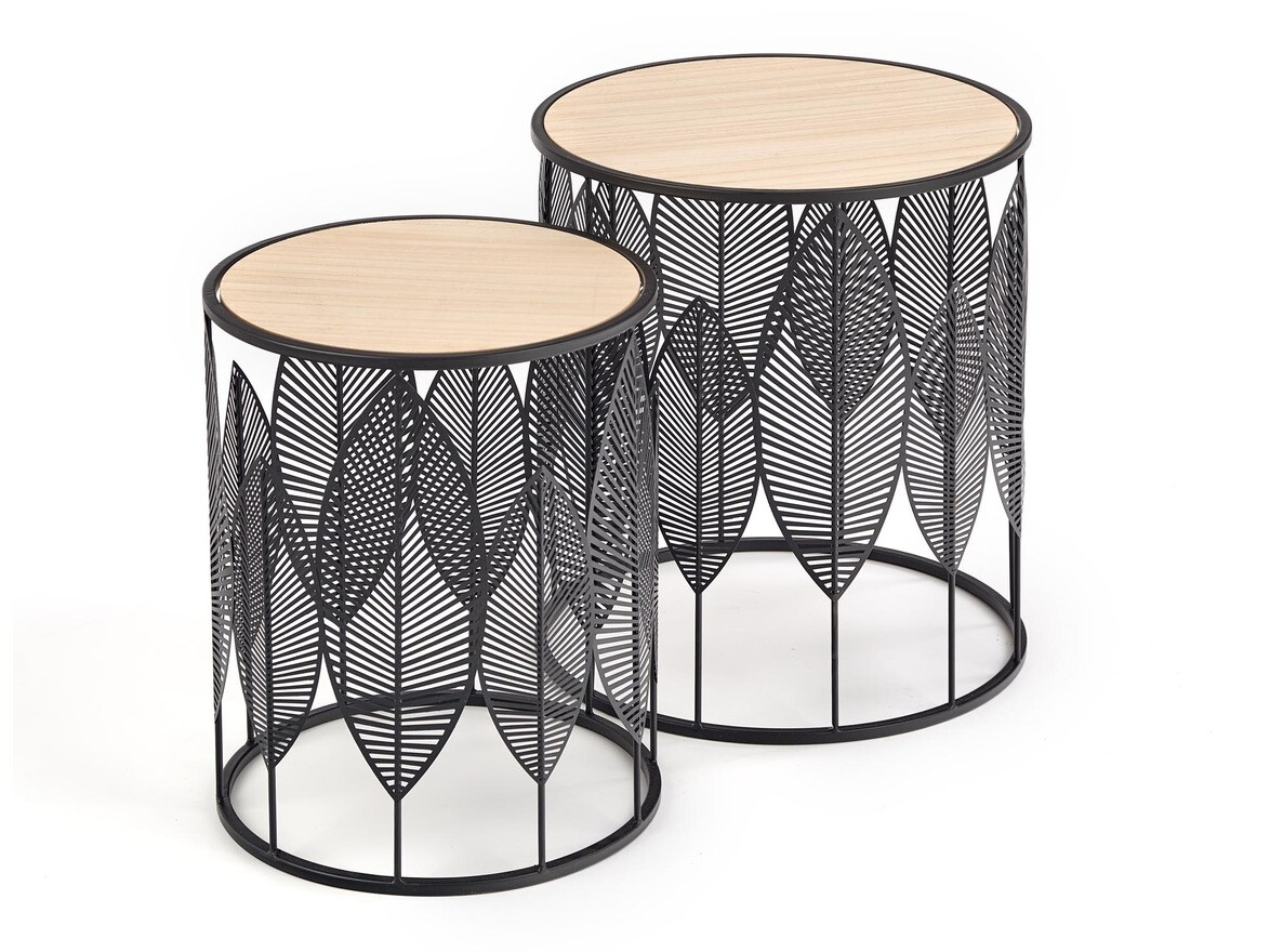 Kafijas galdiņu komplekts Houston 974 (Melns + Gaišs koks)