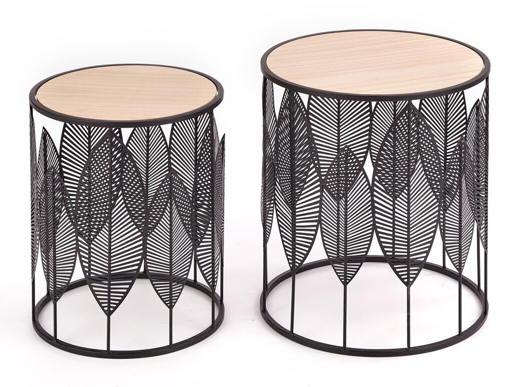 Kafijas galdiņu komplekts Houston 974 (Melns + Gaišs koks)