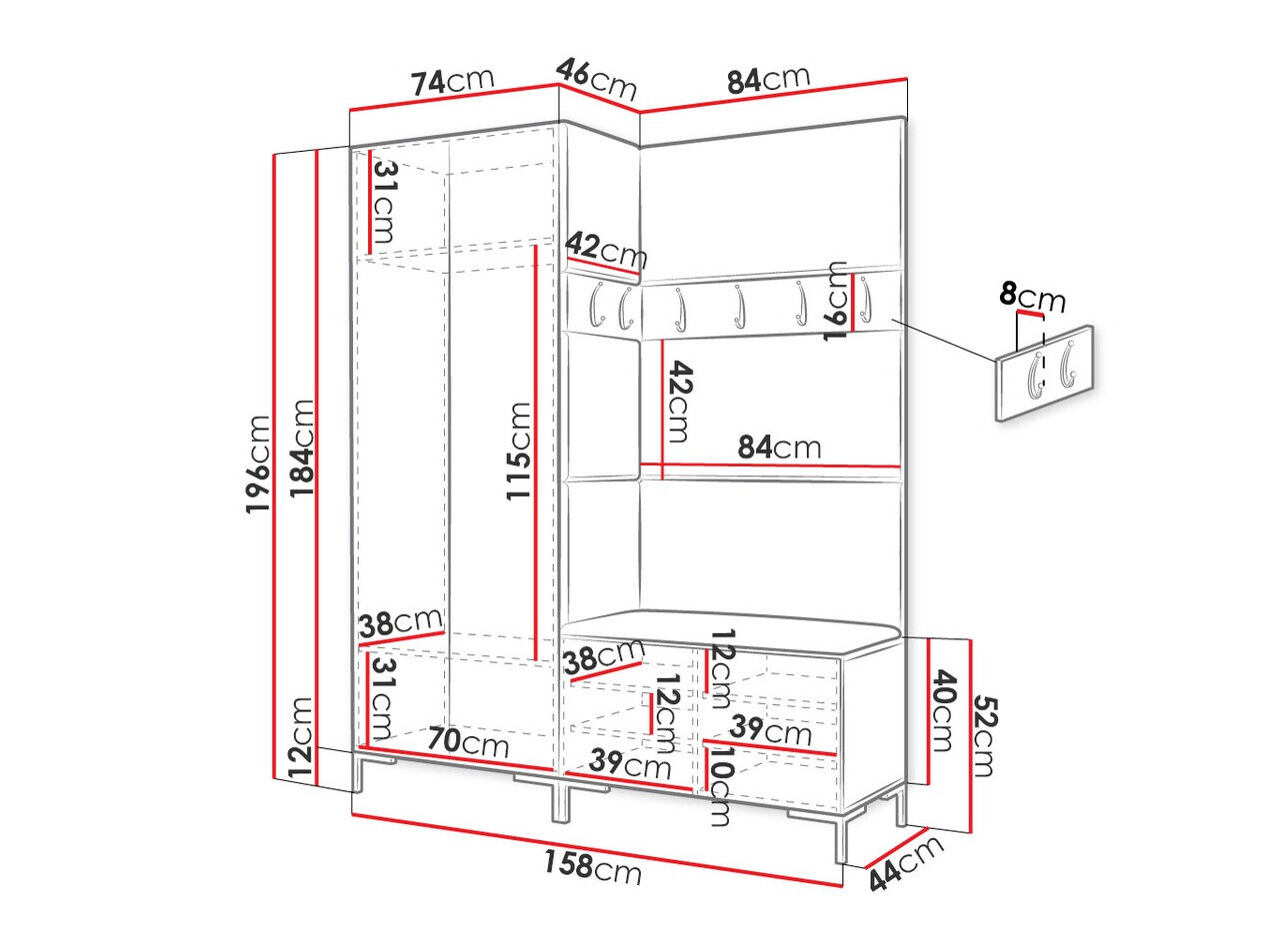 Priekšnama komplekts Tivsoa 100 (Balts)