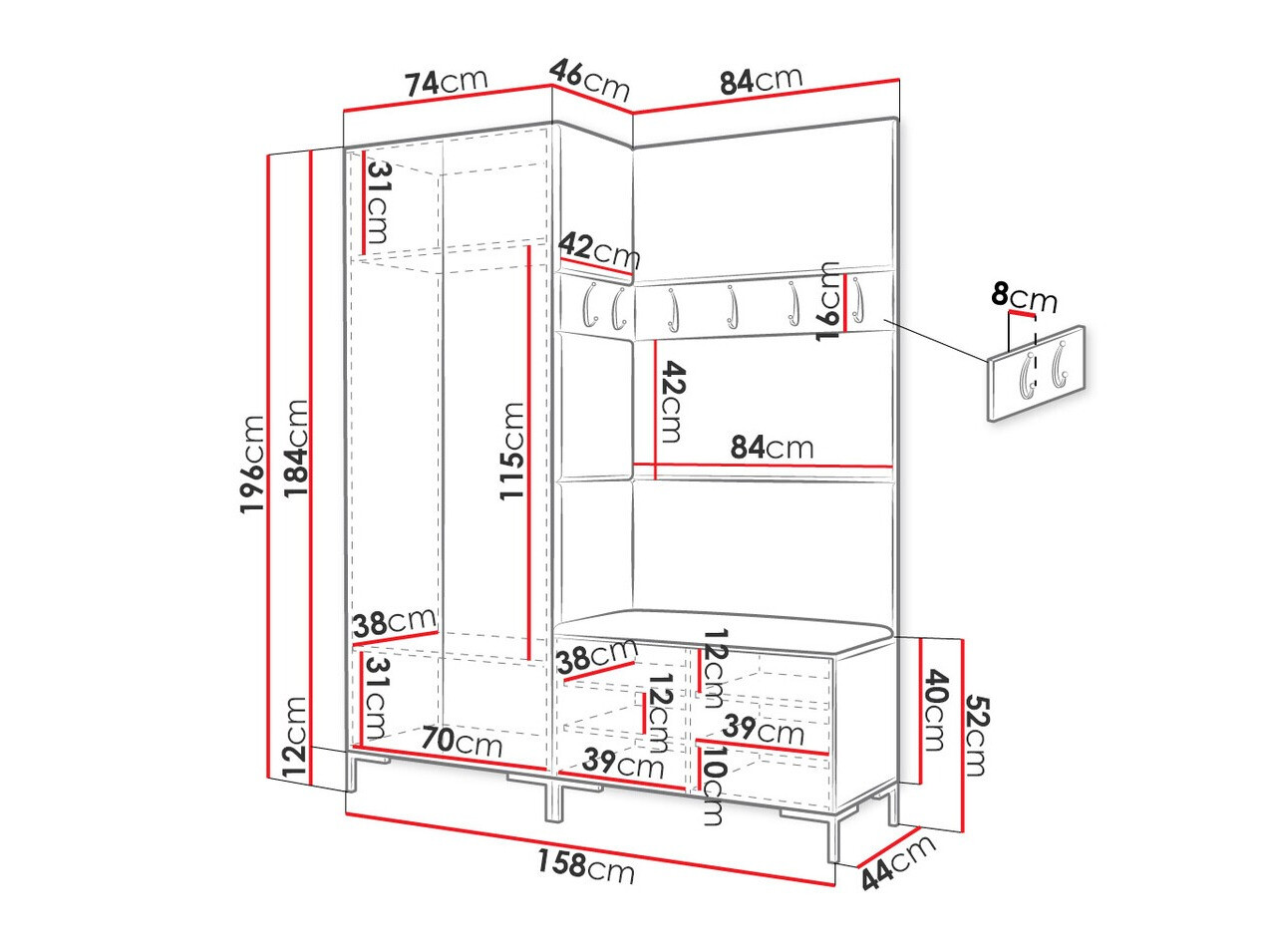 Priekšnama komplekts Tivsoa 100 (Balts)