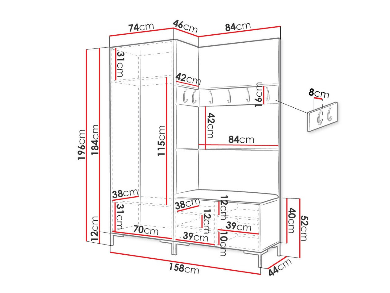 Priekšnama komplekts Tivsoa 100 (Balts)