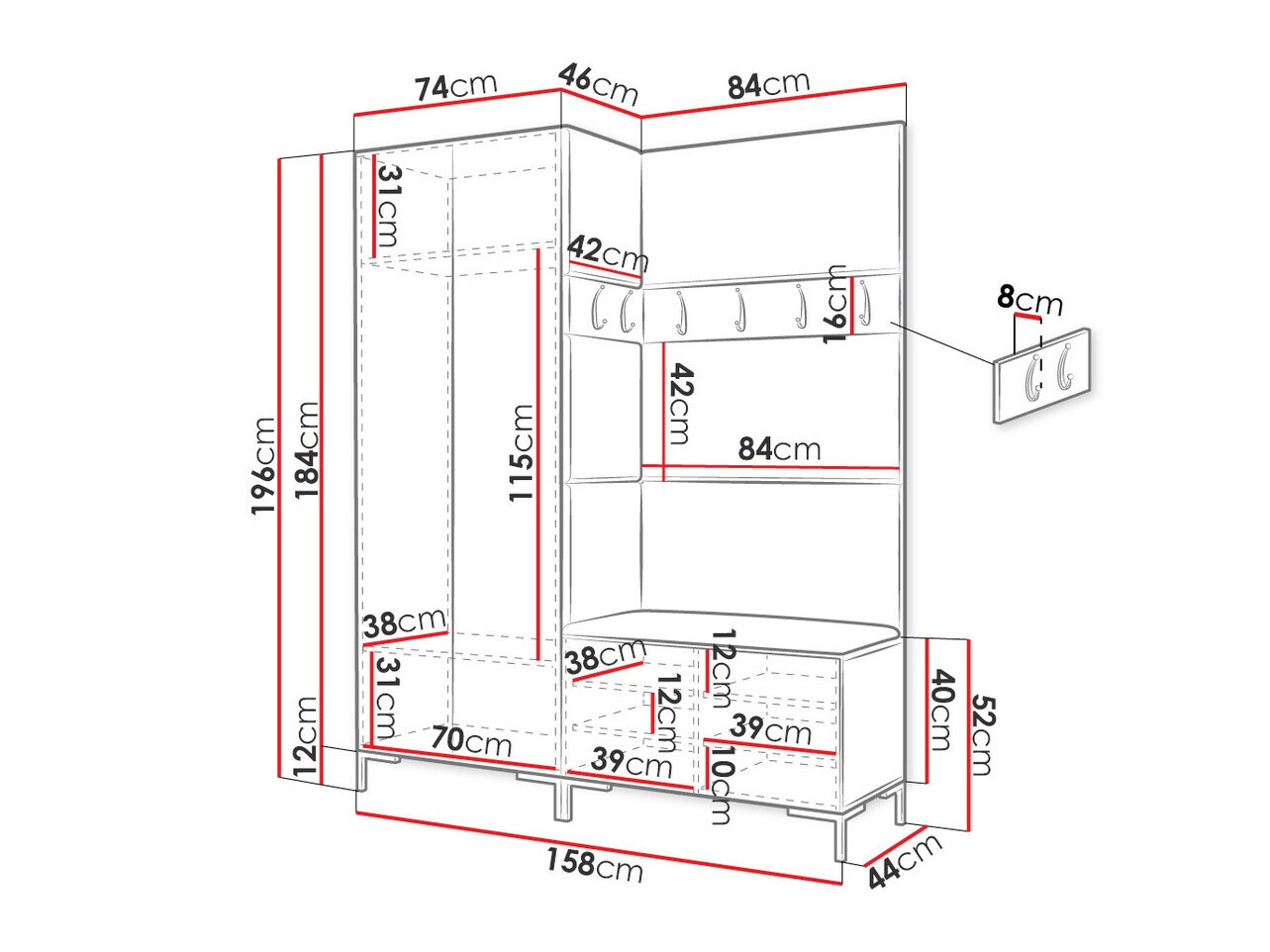 Priekšnama komplekts Tivsoa 100 (Balts)