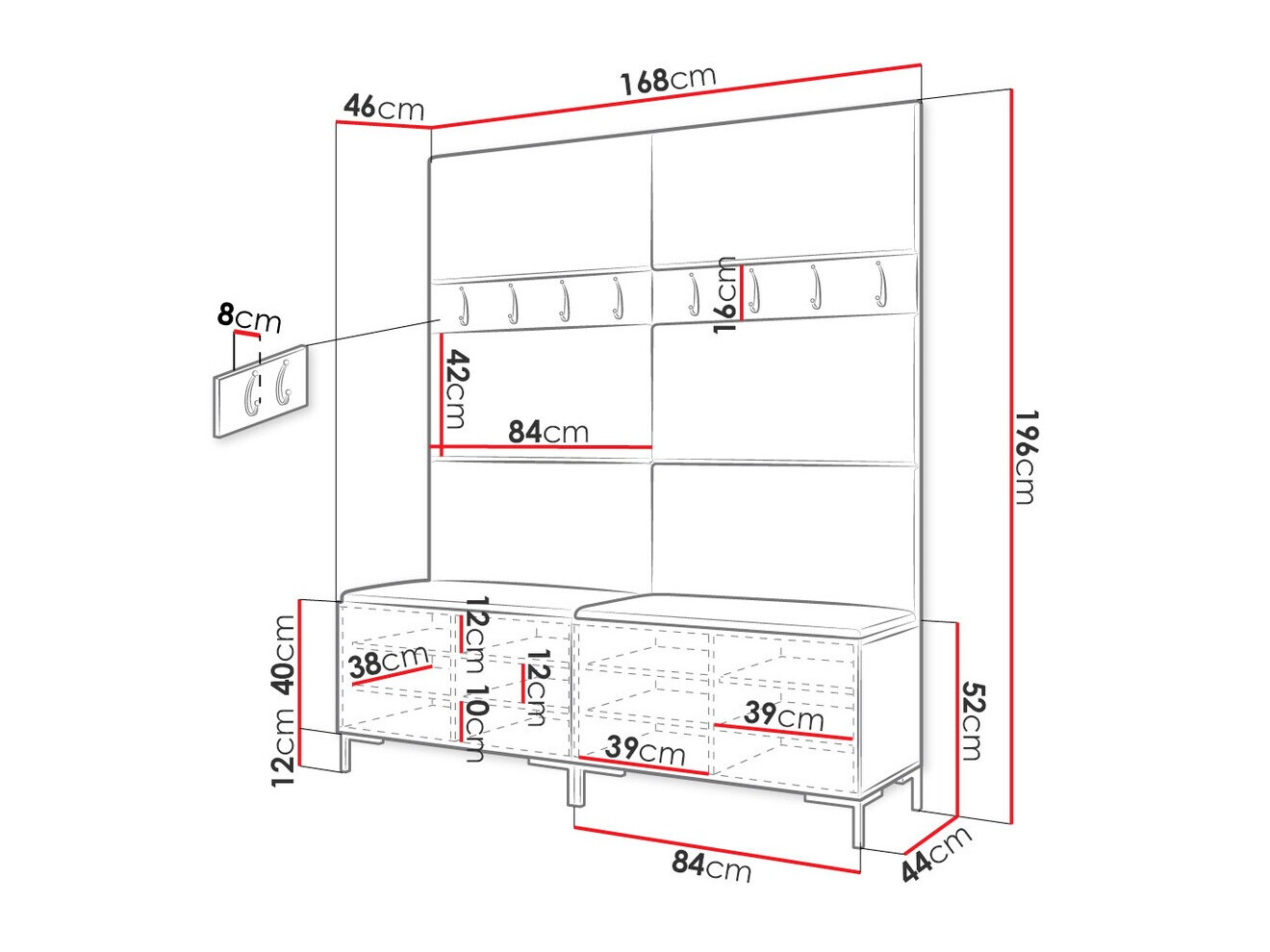 Priekšnama komplekts Nomal II (Balts)
