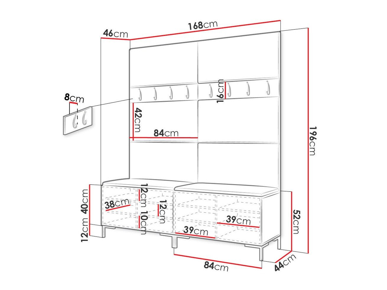 Priekšnama komplekts Tivsoa 101 (Melns)