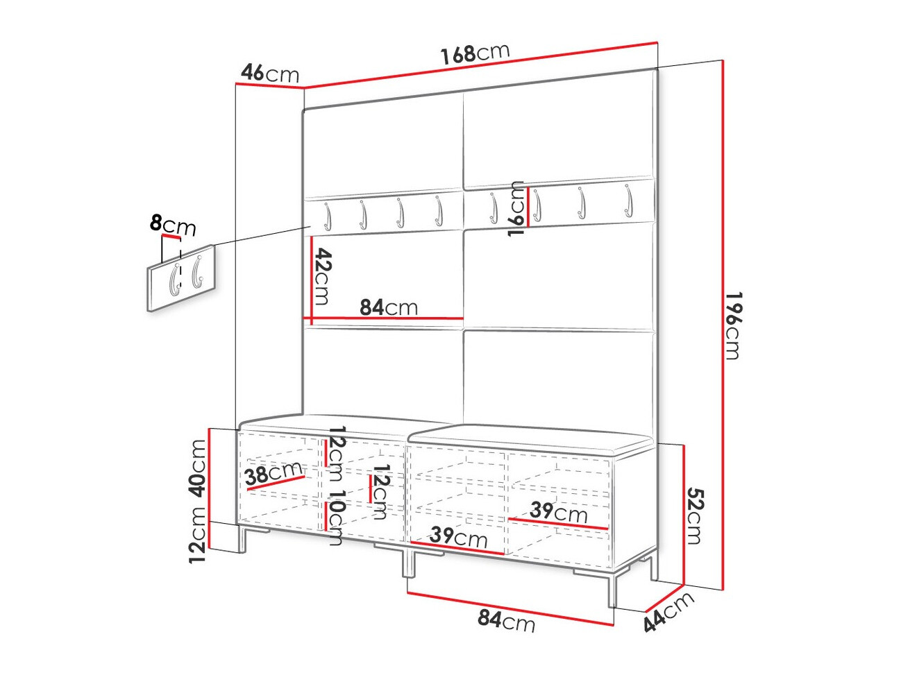 Прихожая Tivsoa 101 (Чёрный)