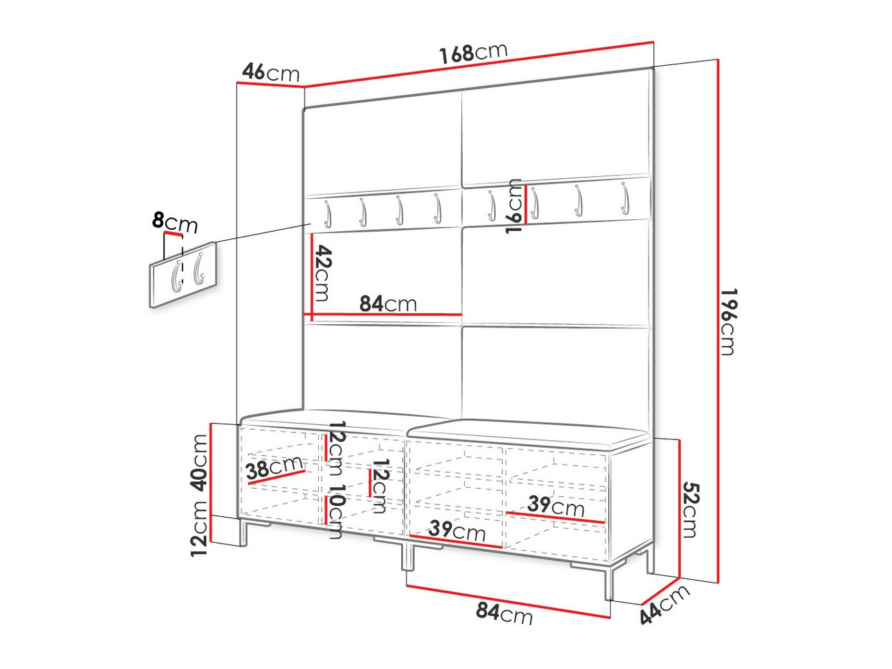 Прихожая Tivsoa 101 (Чёрный)