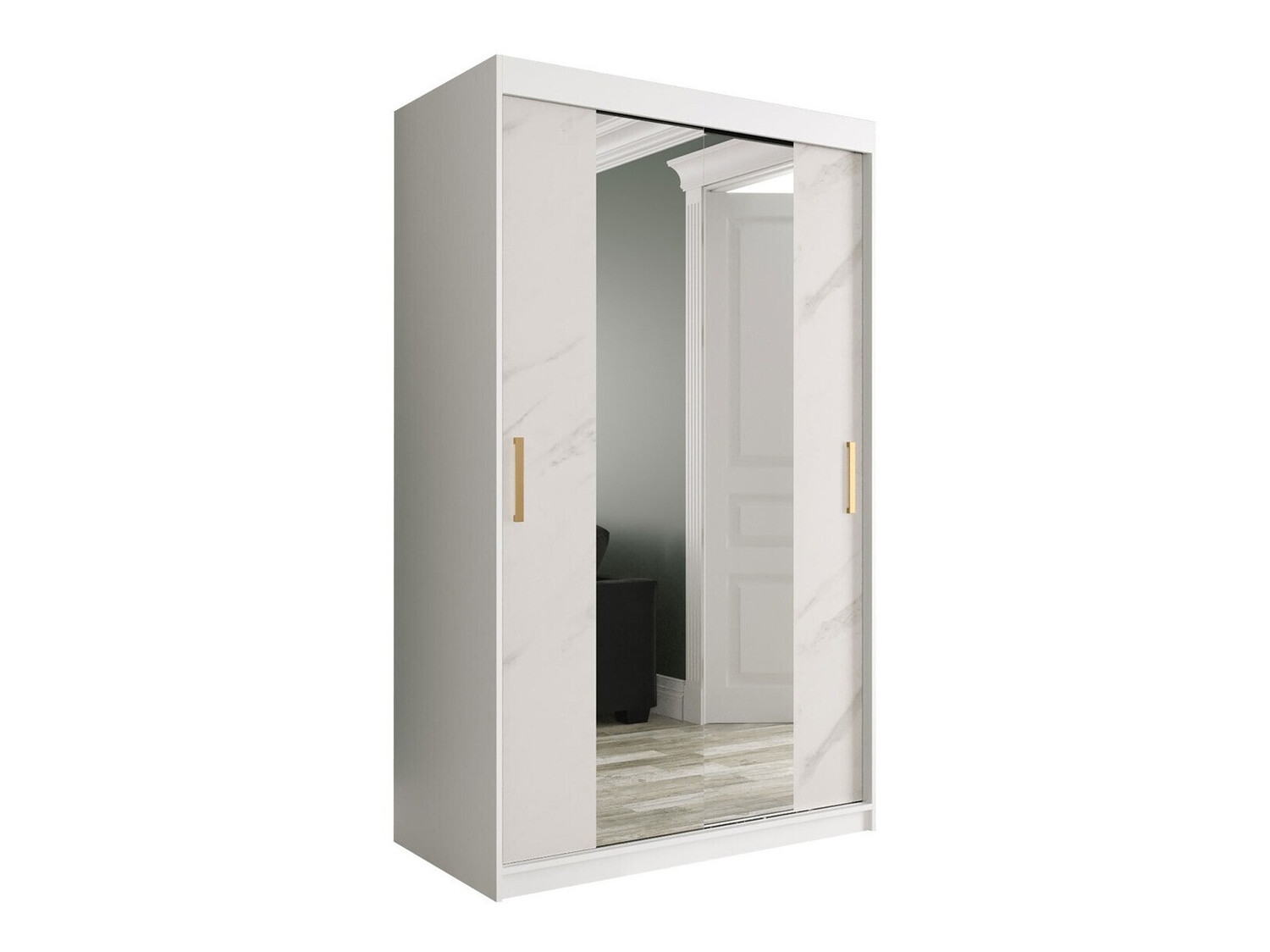 Шкаф Hartford 253 (Матовый белый + Белый мрамор)