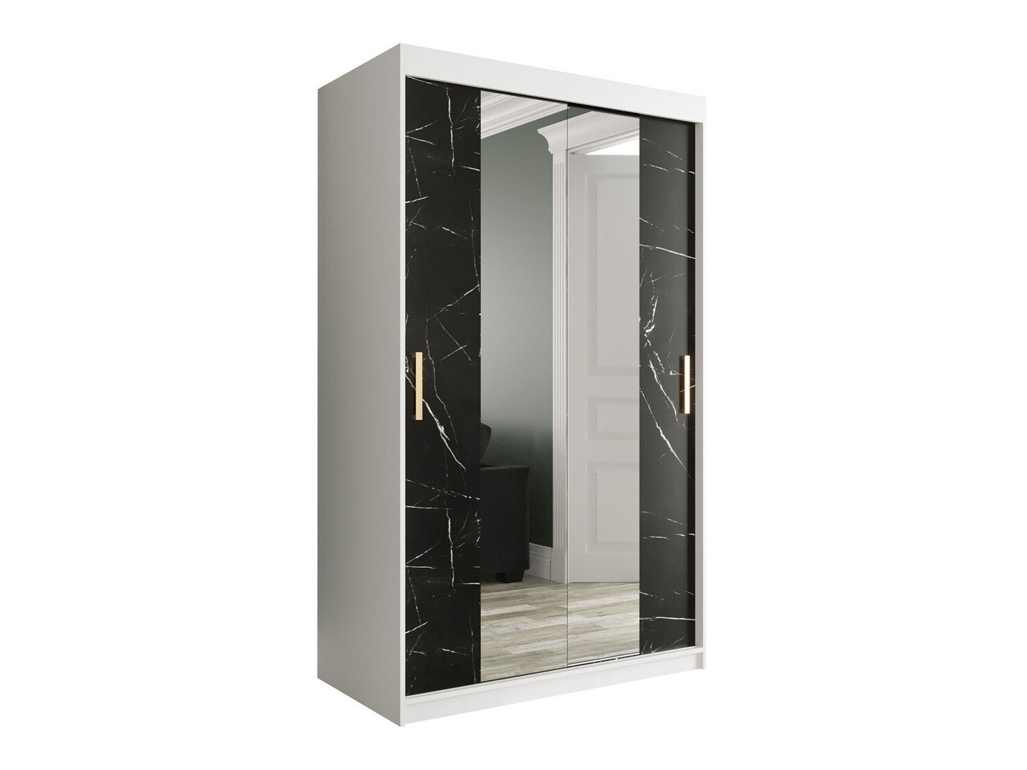 Шкаф Hartford 253 (Матовый белый + Черный мрамор)