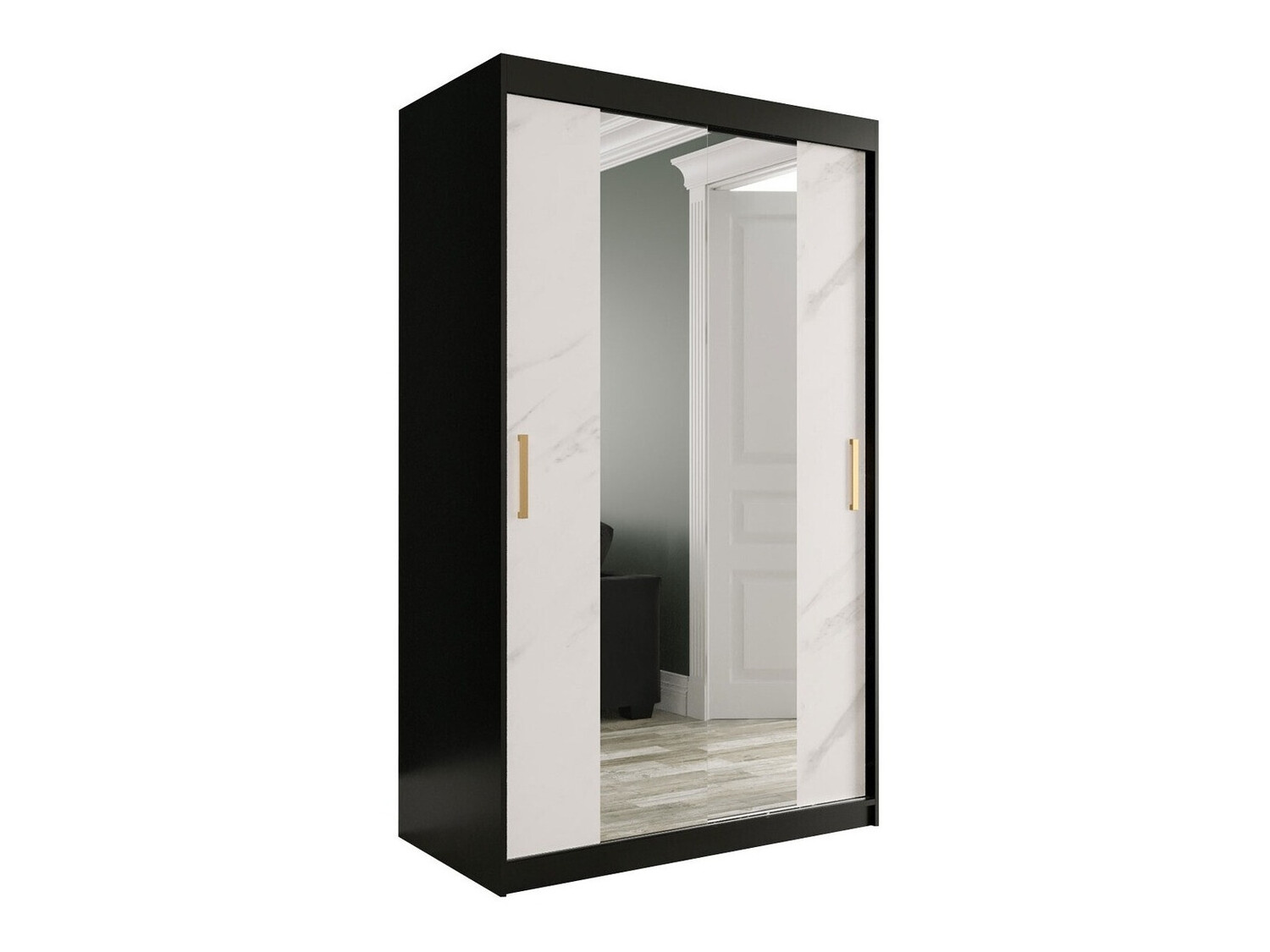 Шкаф Hartford 253 (Матовый черный + Белый мрамор)