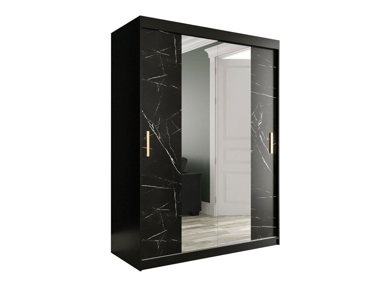 Шкаф Hartford 254 (Матовый черный + Черный мрамор)