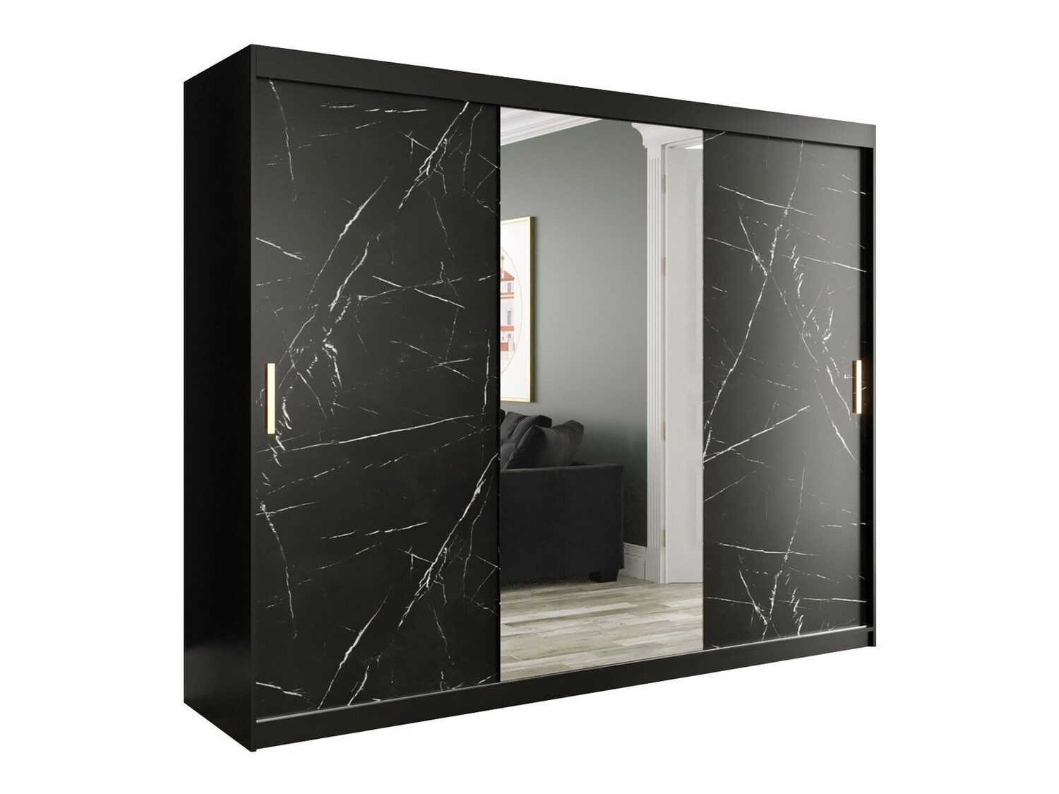 Шкаф Hartford 257 (Матовый черный + Черный мрамор)
