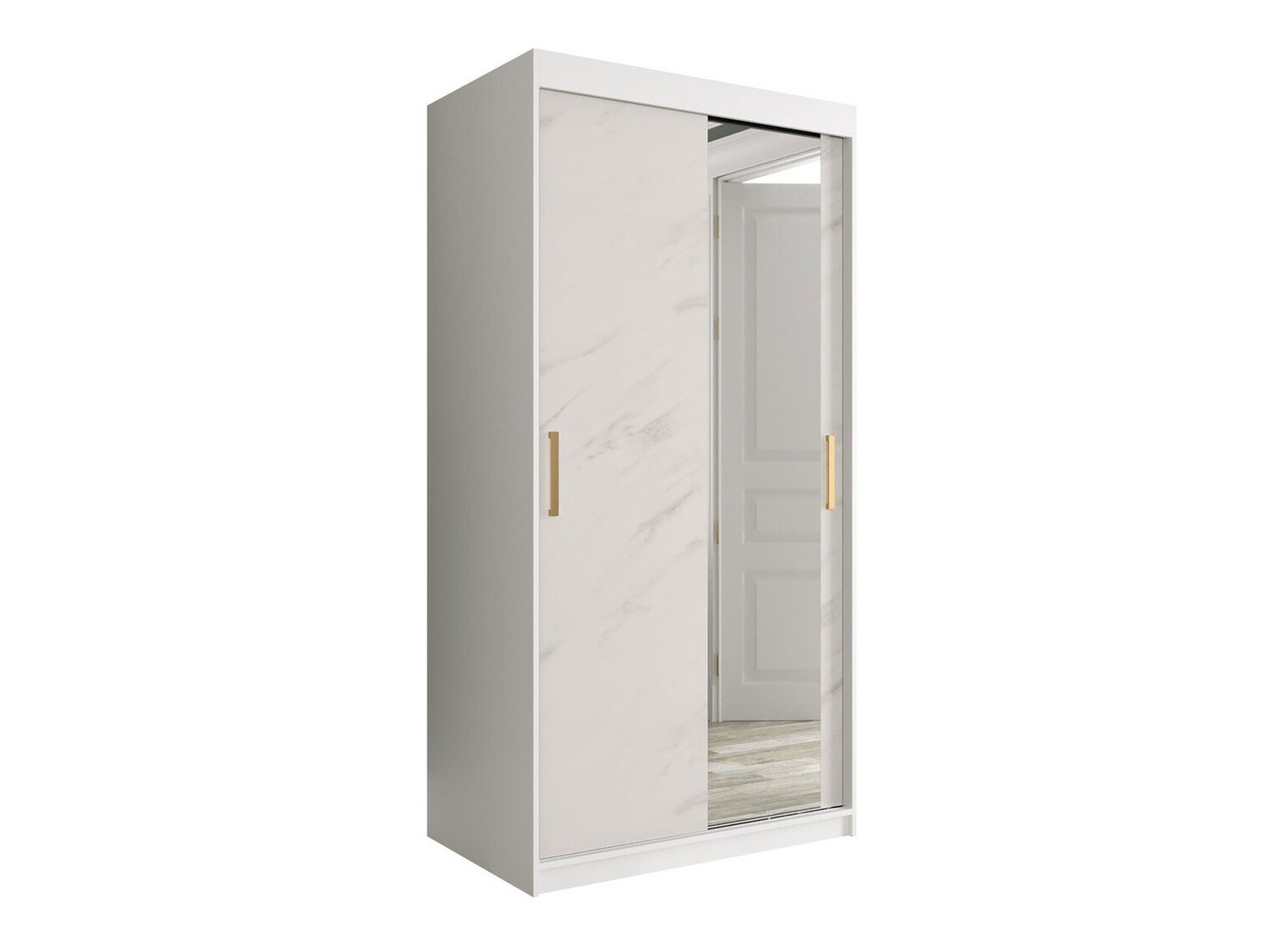 Шкаф Hartford 258 (Матовый белый + Белый мрамор)