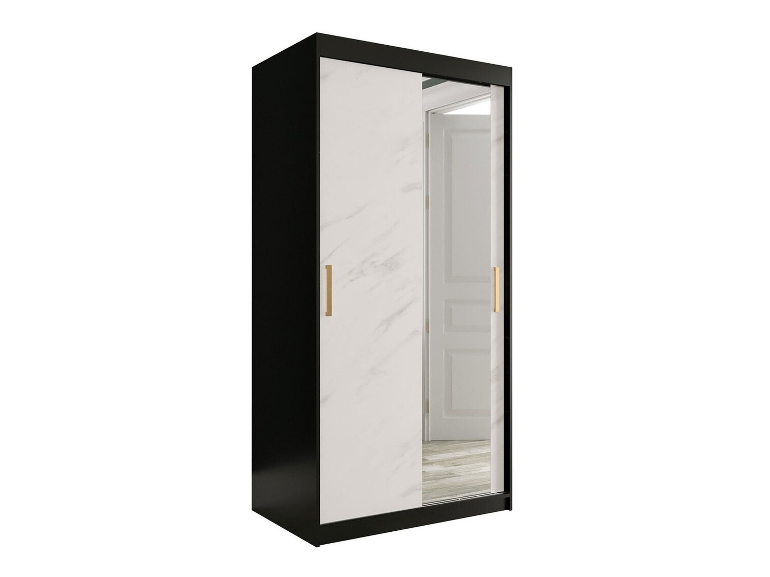 Шкаф Hartford 258 (Матовый черный + Белый мрамор)