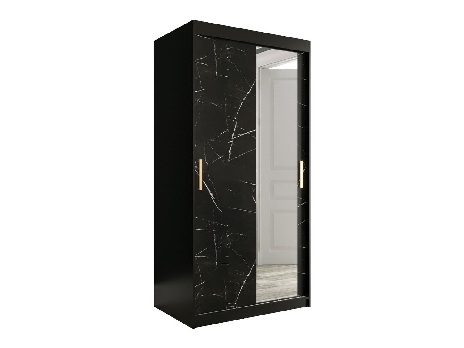 Шкаф Hartford 258 (Матовый черный + Черный мрамор)