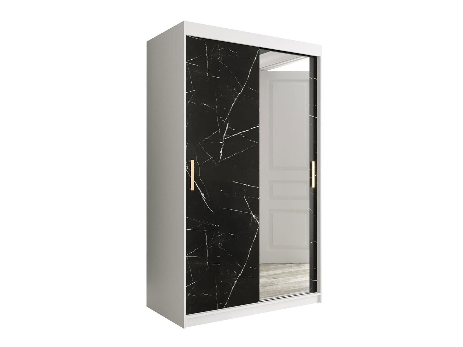 Шкаф Hartford 259 (Матовый белый + Черный мрамор)