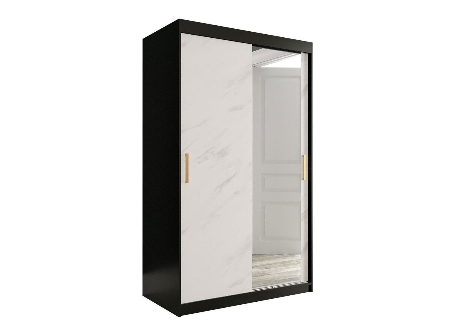 Шкаф Hartford 259 (Матовый черный + Белый мрамор)