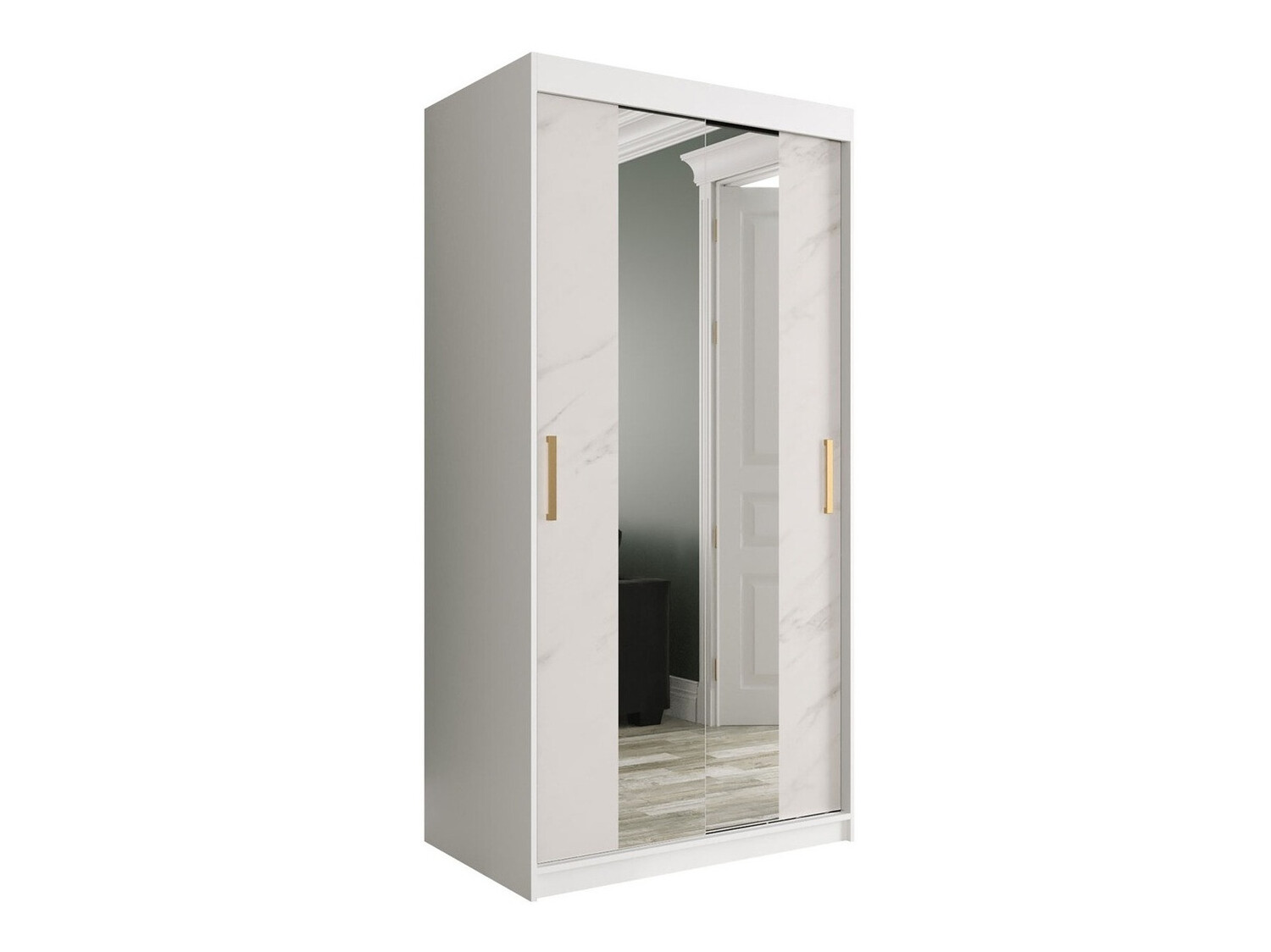 Skapis Hartford 252 (Matēts balts + Balts marmors)