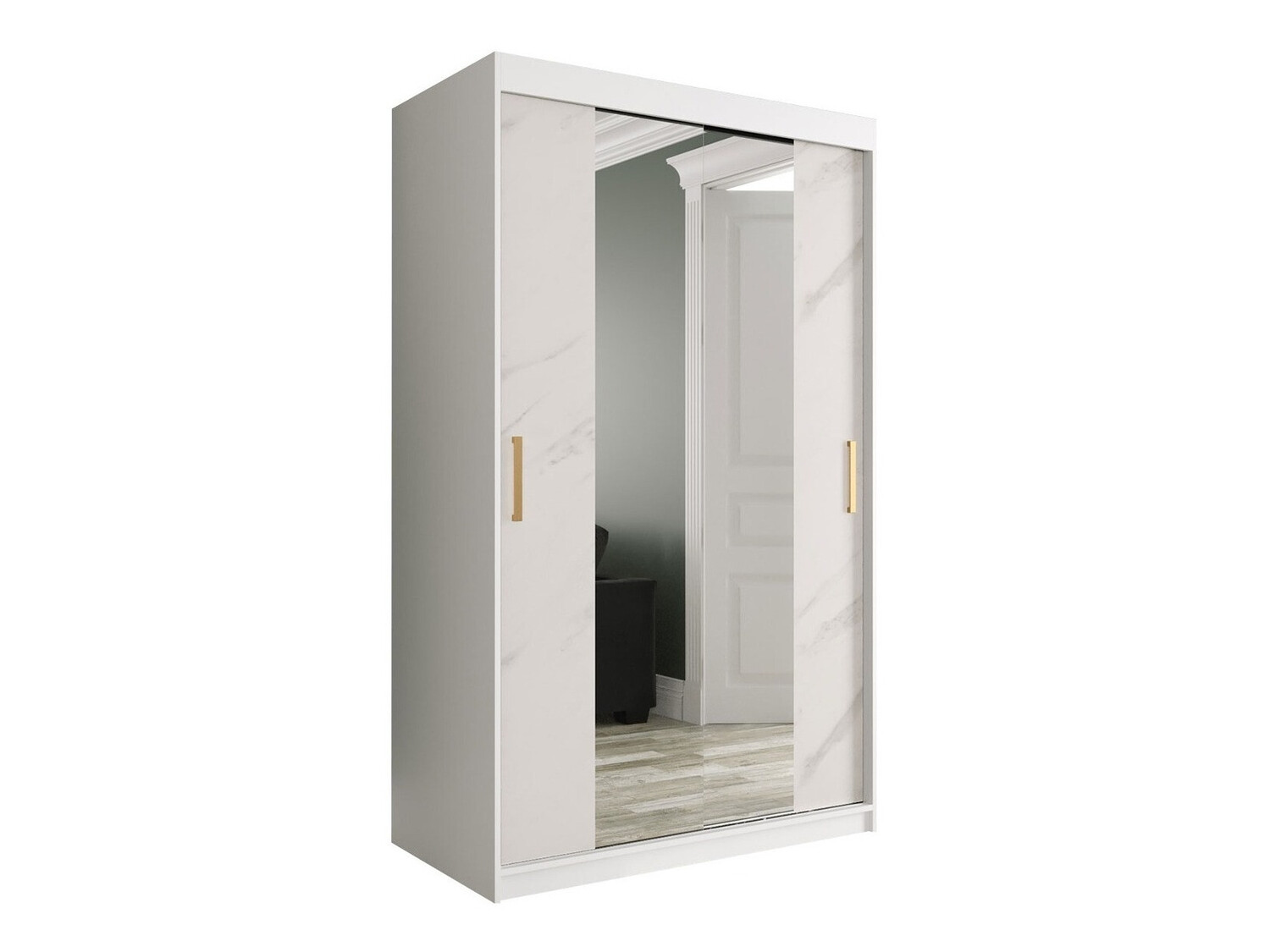 Skapis Hartford 253 (Matēts balts + Balts marmors)