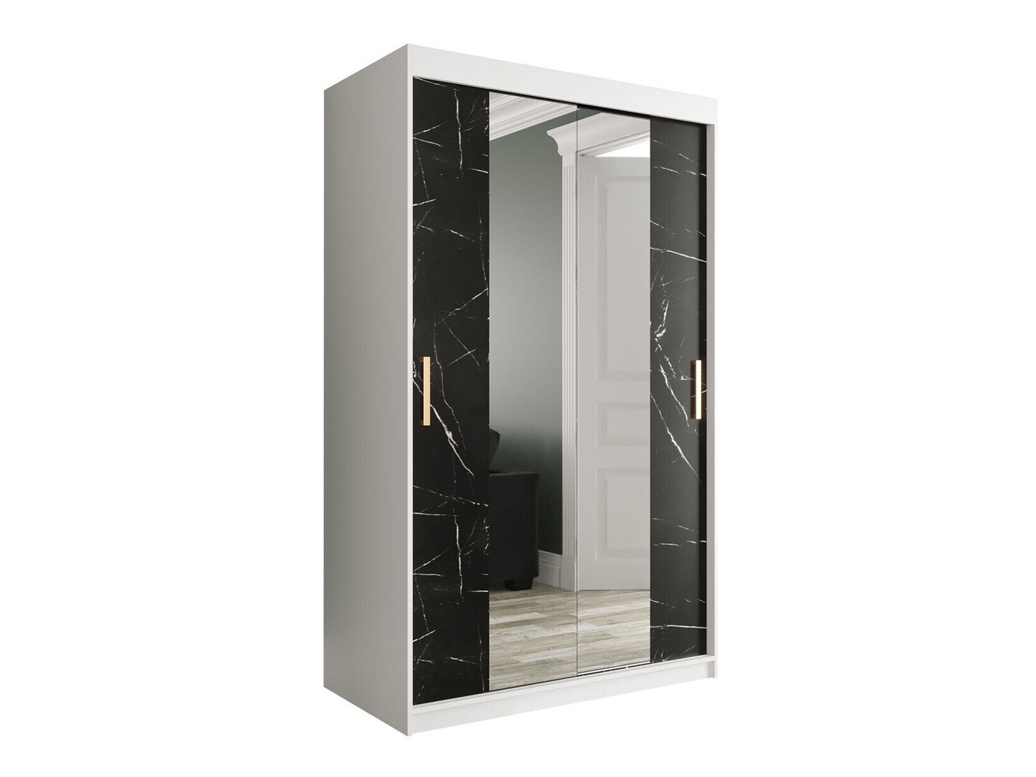 Skapis Hartford 253 (Matēts balts + Melnais marmors)