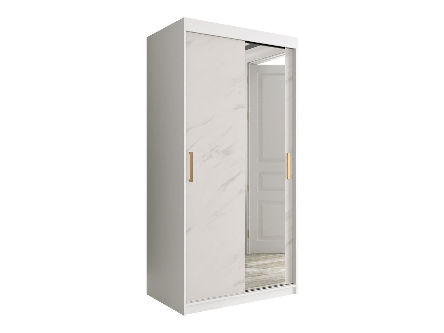 Skapis Hartford 258 (Matēts balts + Balts marmors)