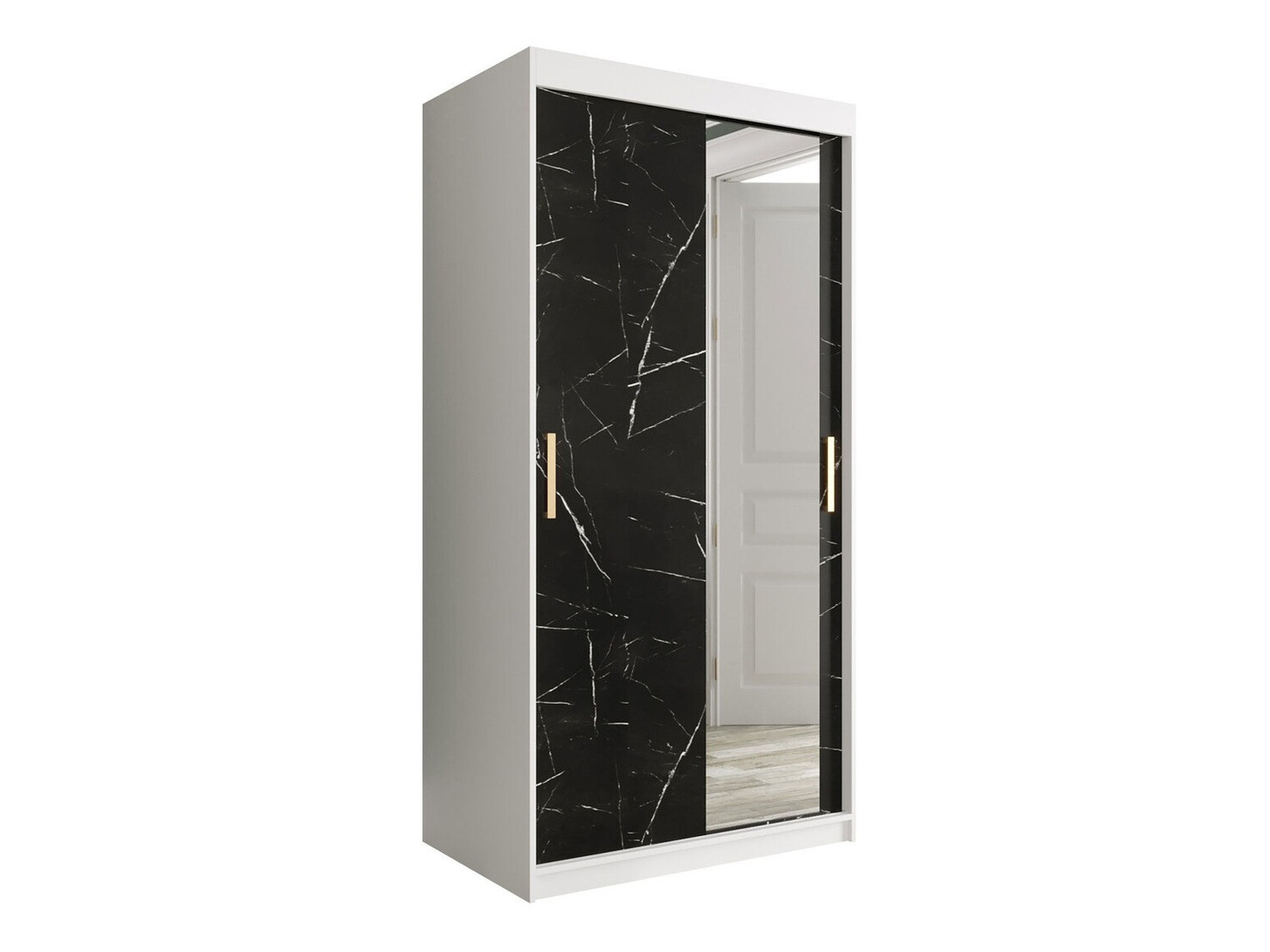 Skapis Hartford 258 (Matēts balts + Melnais marmors)