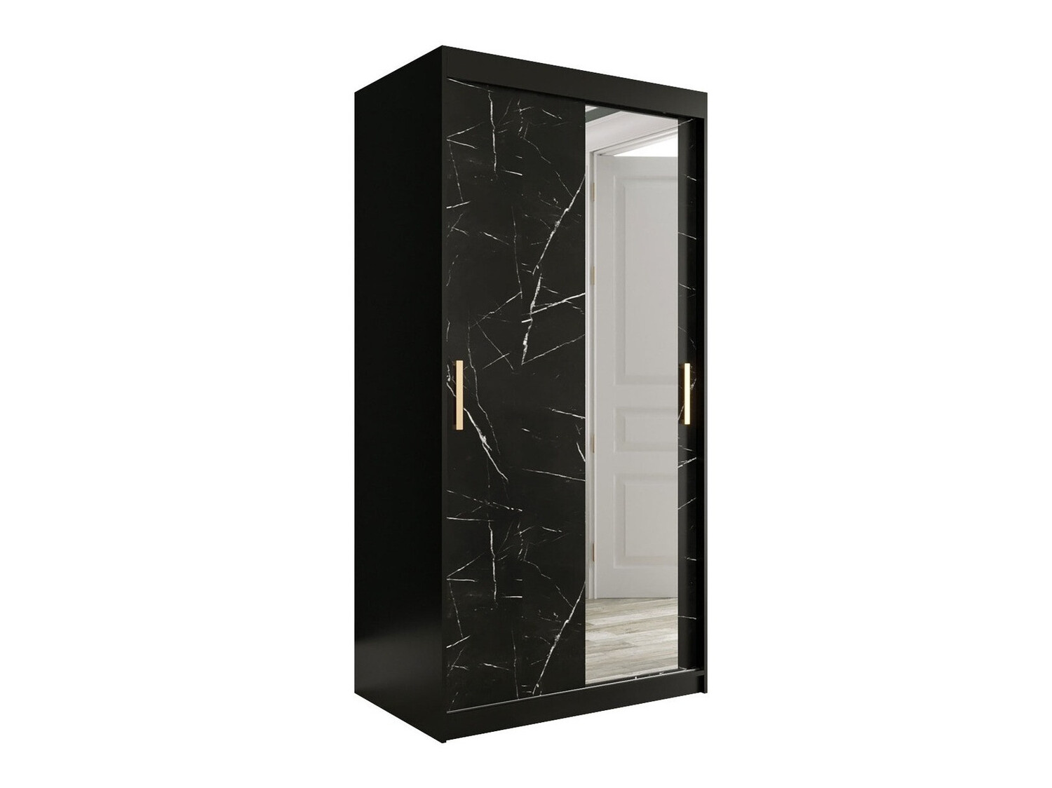 Skapis Hartford 258 (Matēts melns + Melnais marmors)