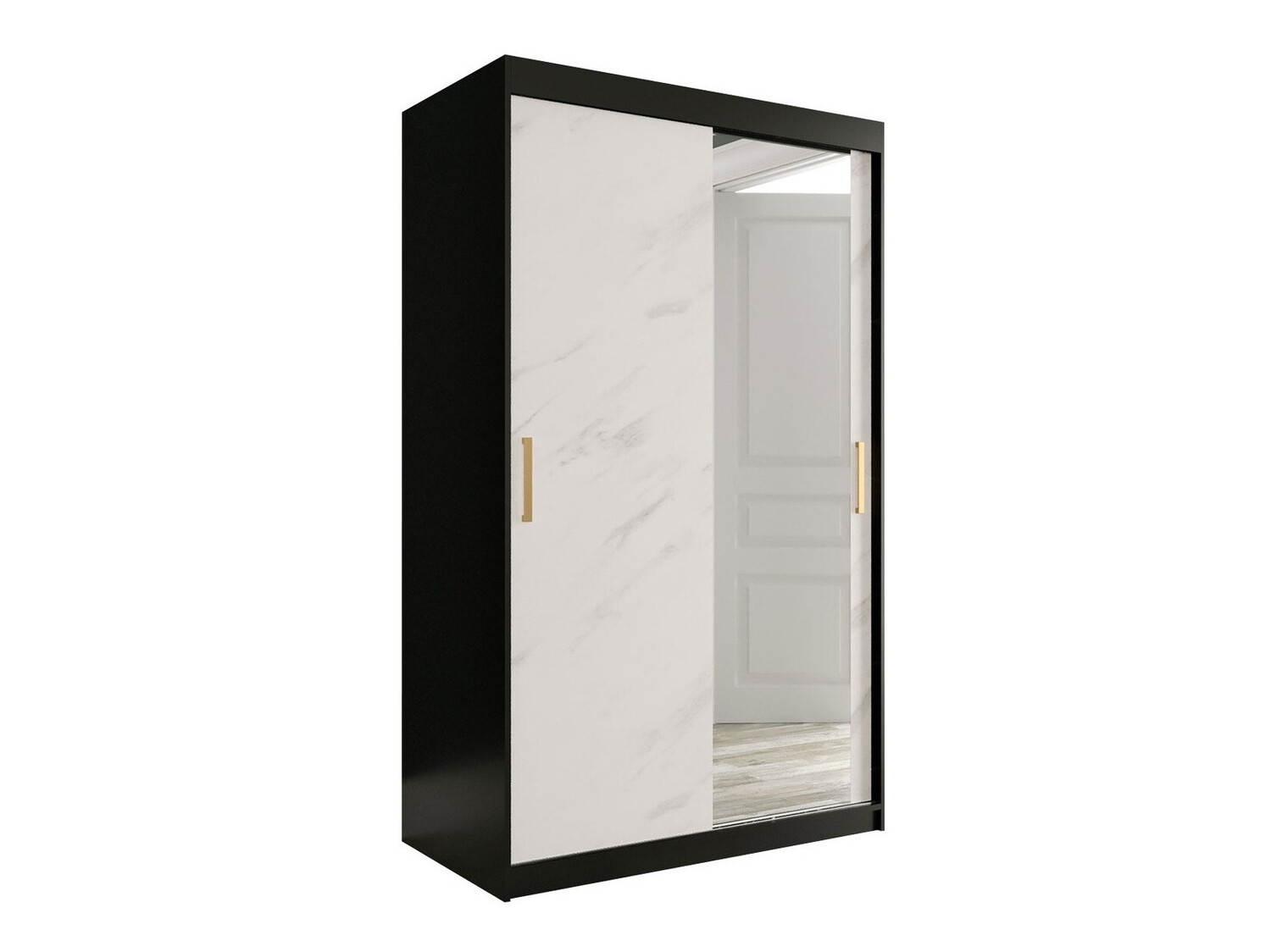 Skapis Hartford 259 (Matēts melns + Balts marmors)