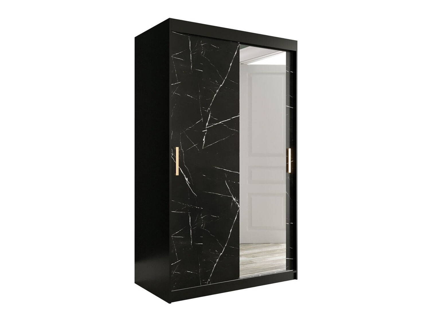 Skapis Hartford 259 (Matēts melns + Melnais marmors)