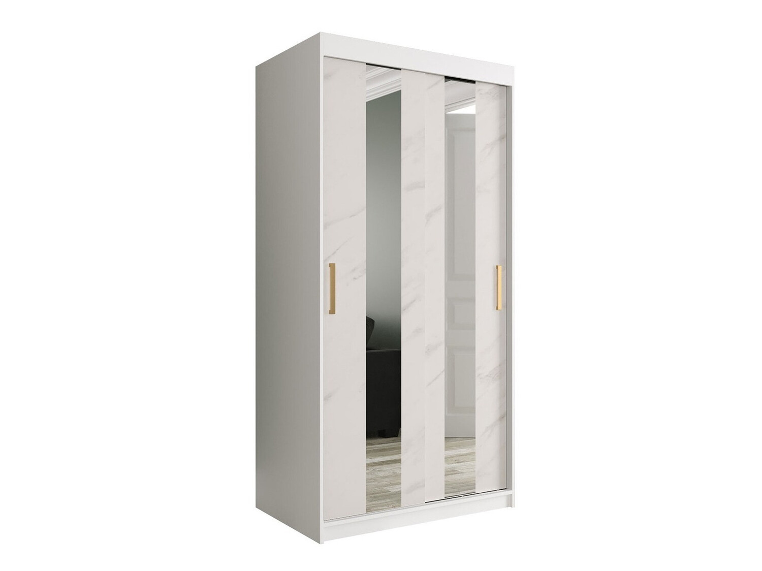 Шкаф Hartford 240 (Матовый белый + Белый мрамор)