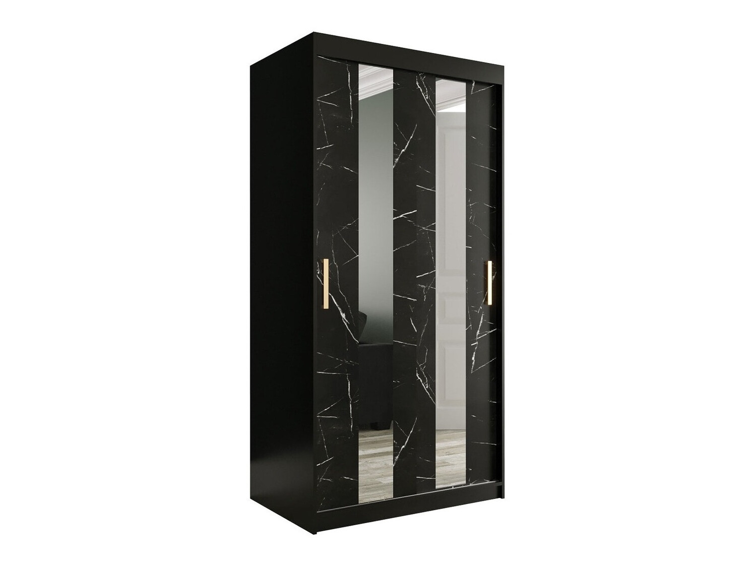 Шкаф Hartford 240 (Матовый черный + Черный мрамор)
