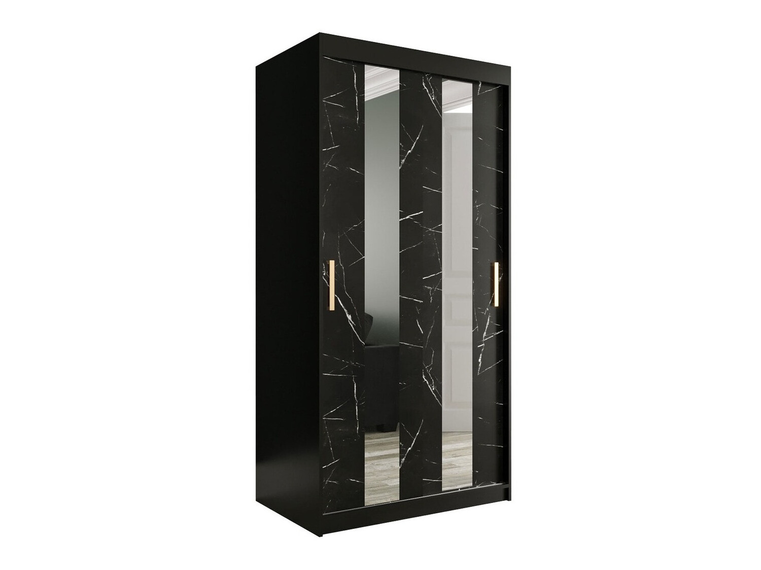 Шкаф Hartford 240 (Матовый черный + Черный мрамор)