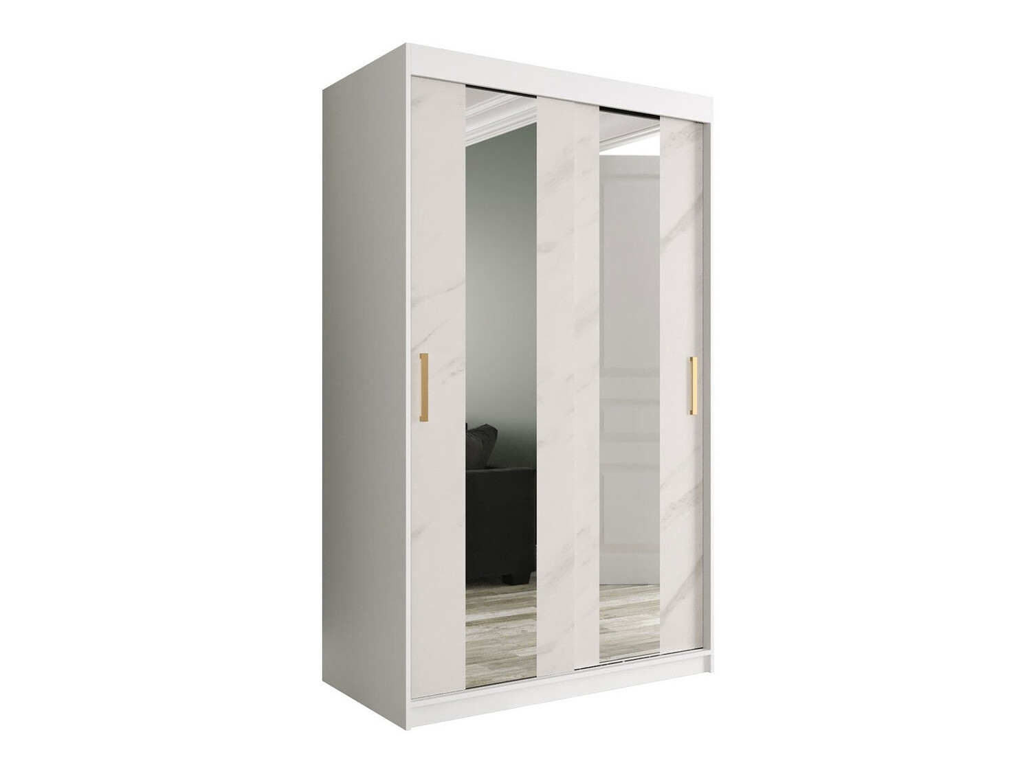 Шкаф Hartford 241 (Матовый белый + Белый мрамор)