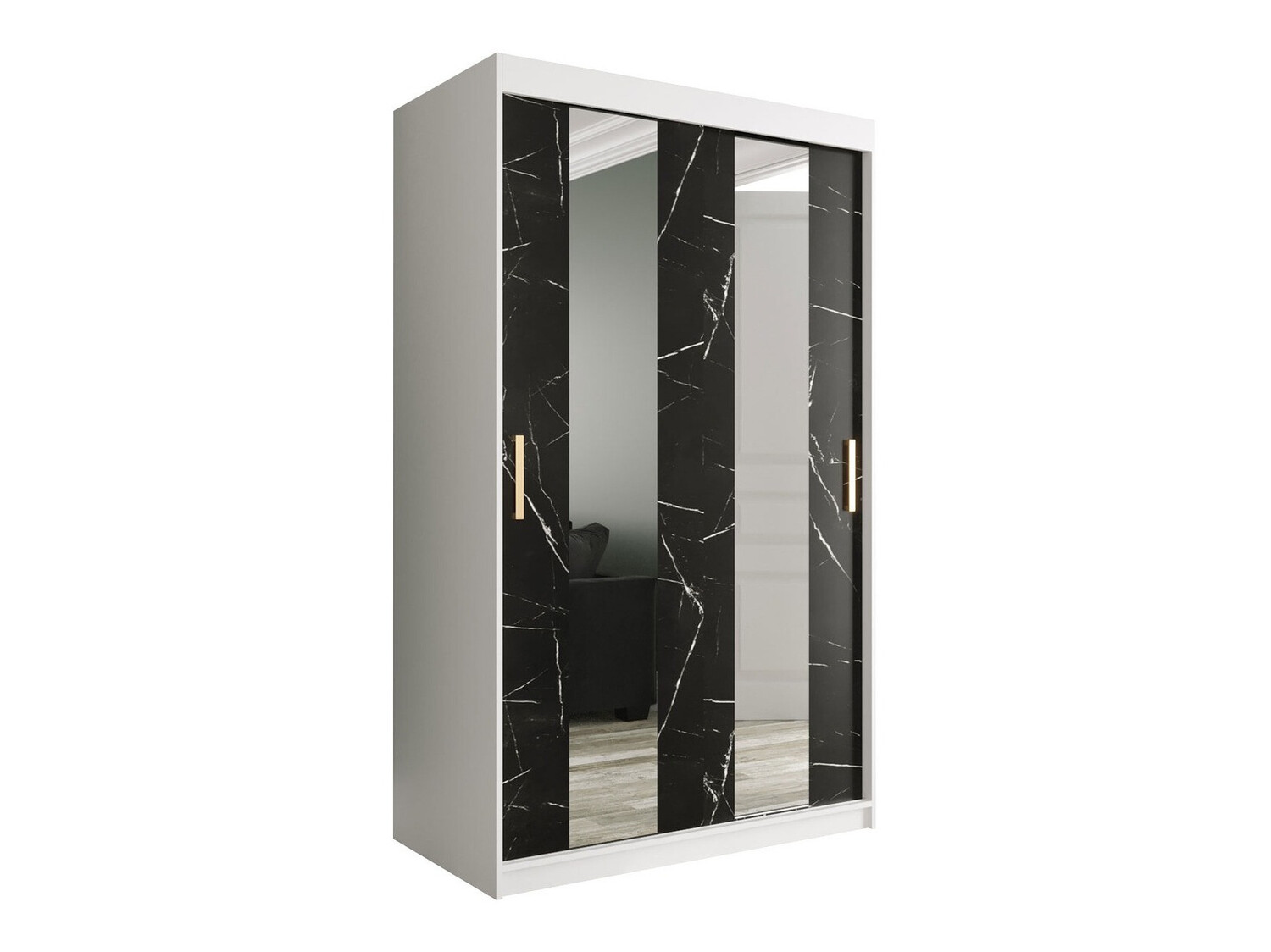 Шкаф Hartford 241 (Матовый белый + Черный мрамор)